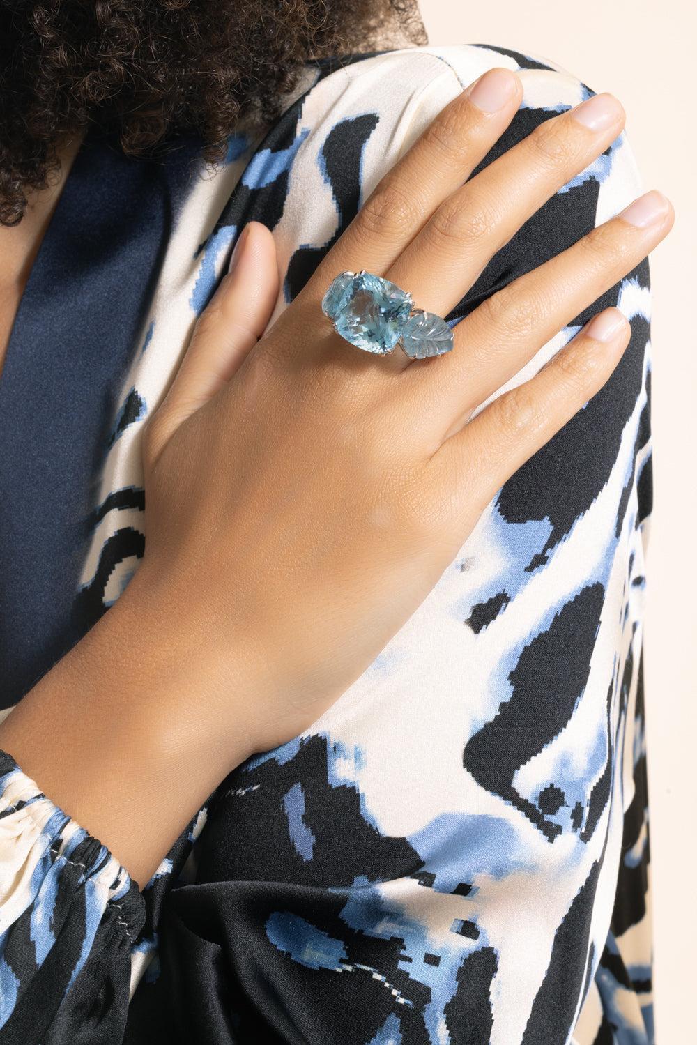 Aqua Carved Ring-WHITE GOLD-7-JEWELRYFINE JEWELRING-PIRANESI