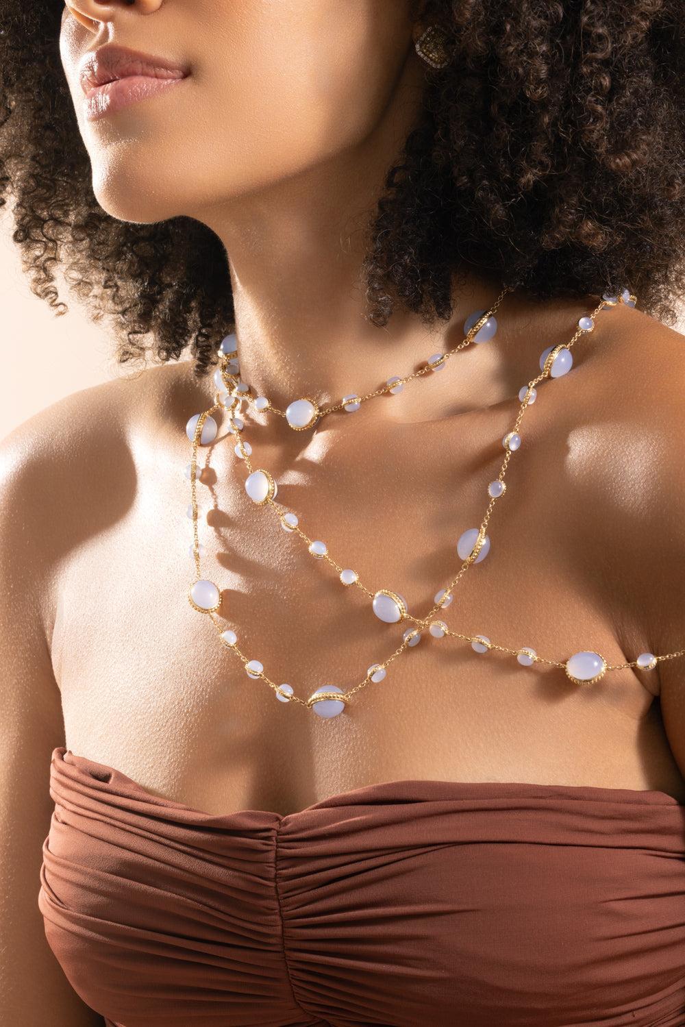 Chalcedony Necklace-YELLOW GOLD-72-JEWELRYFINE JEWELNECKLACE O-PIRANESI