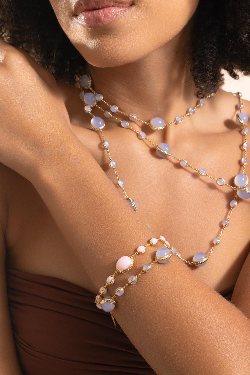 Pink Opal Bracelet-YELLOW GOLD-8-JEWELRYFINE JEWELBRACELET O-PIRANESI