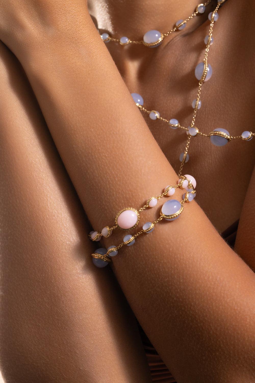 Pink Opal Bracelet-YELLOW GOLD-8-JEWELRYFINE JEWELBRACELET O-PIRANESI