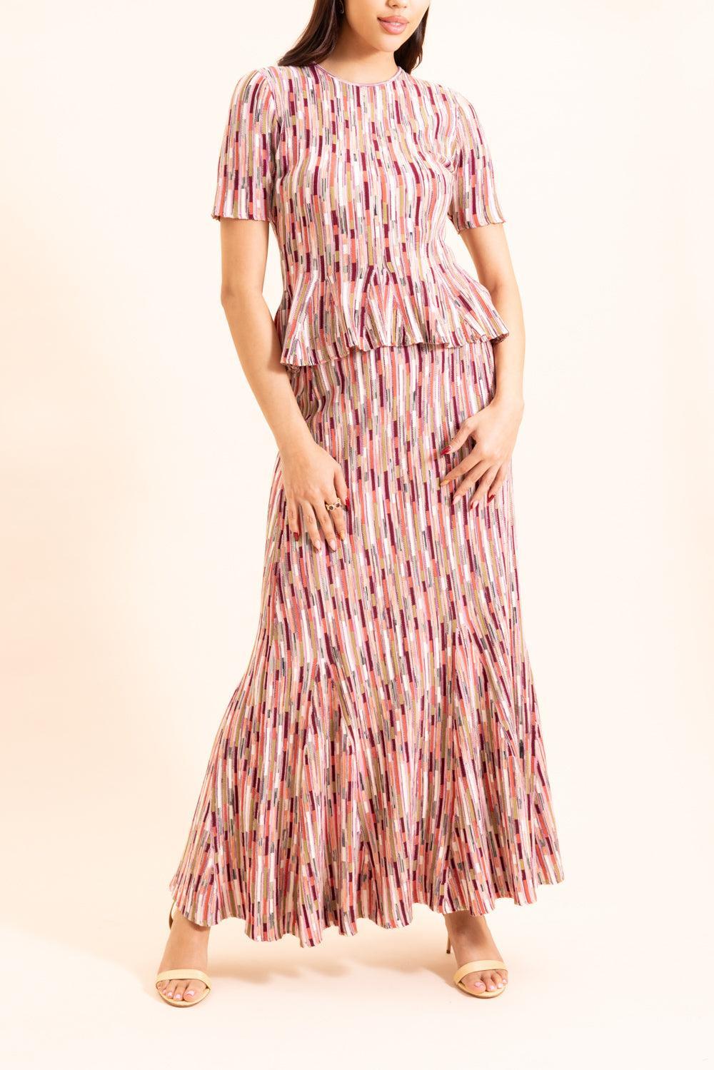 Marceline Multicolor Long Skirt-BROWN-P-CLOTHINGSKIRTMAXI-ULLA JOHNSON