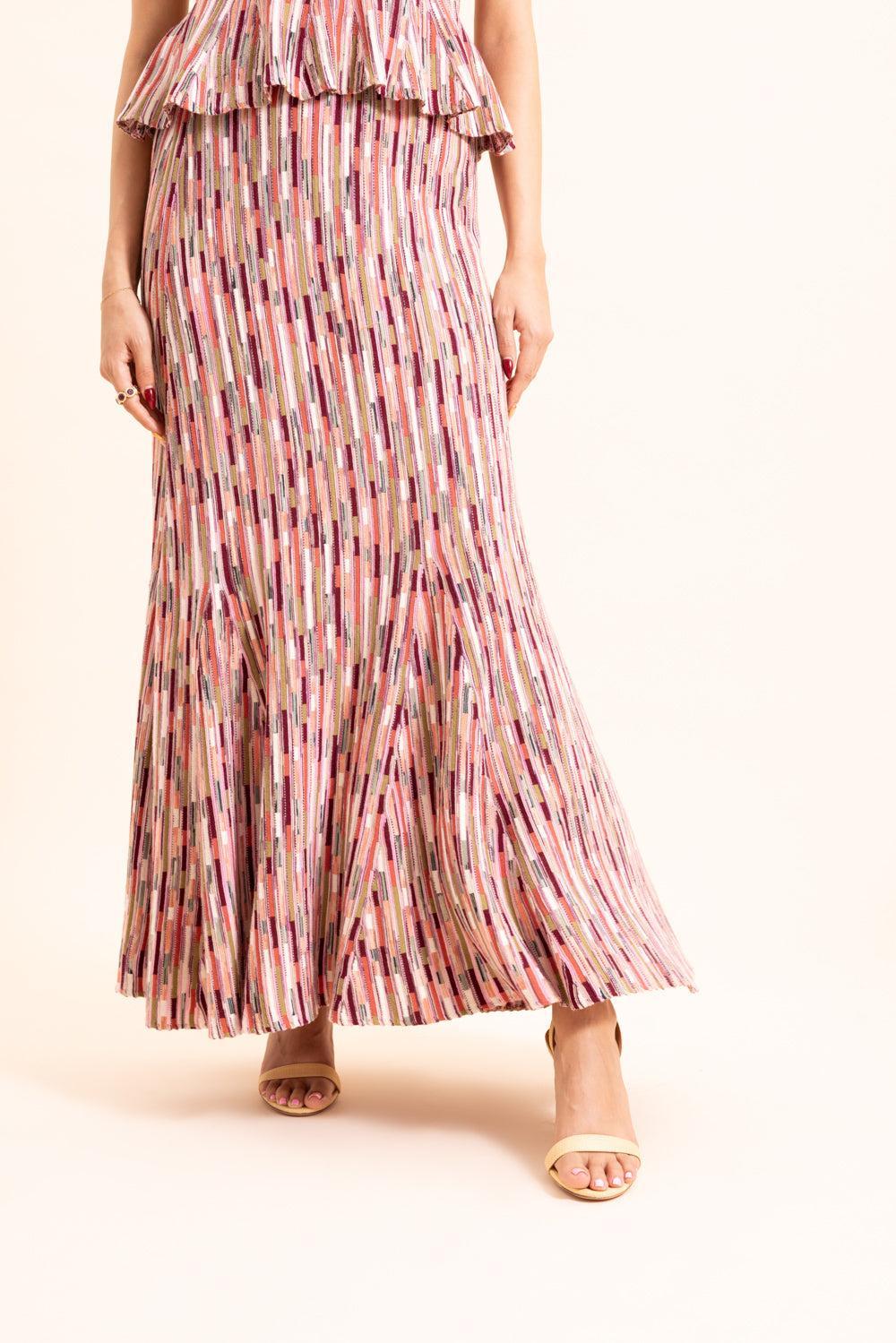 Marceline Multicolor Long Skirt-BROWN-P-CLOTHINGSKIRTMAXI-ULLA JOHNSON