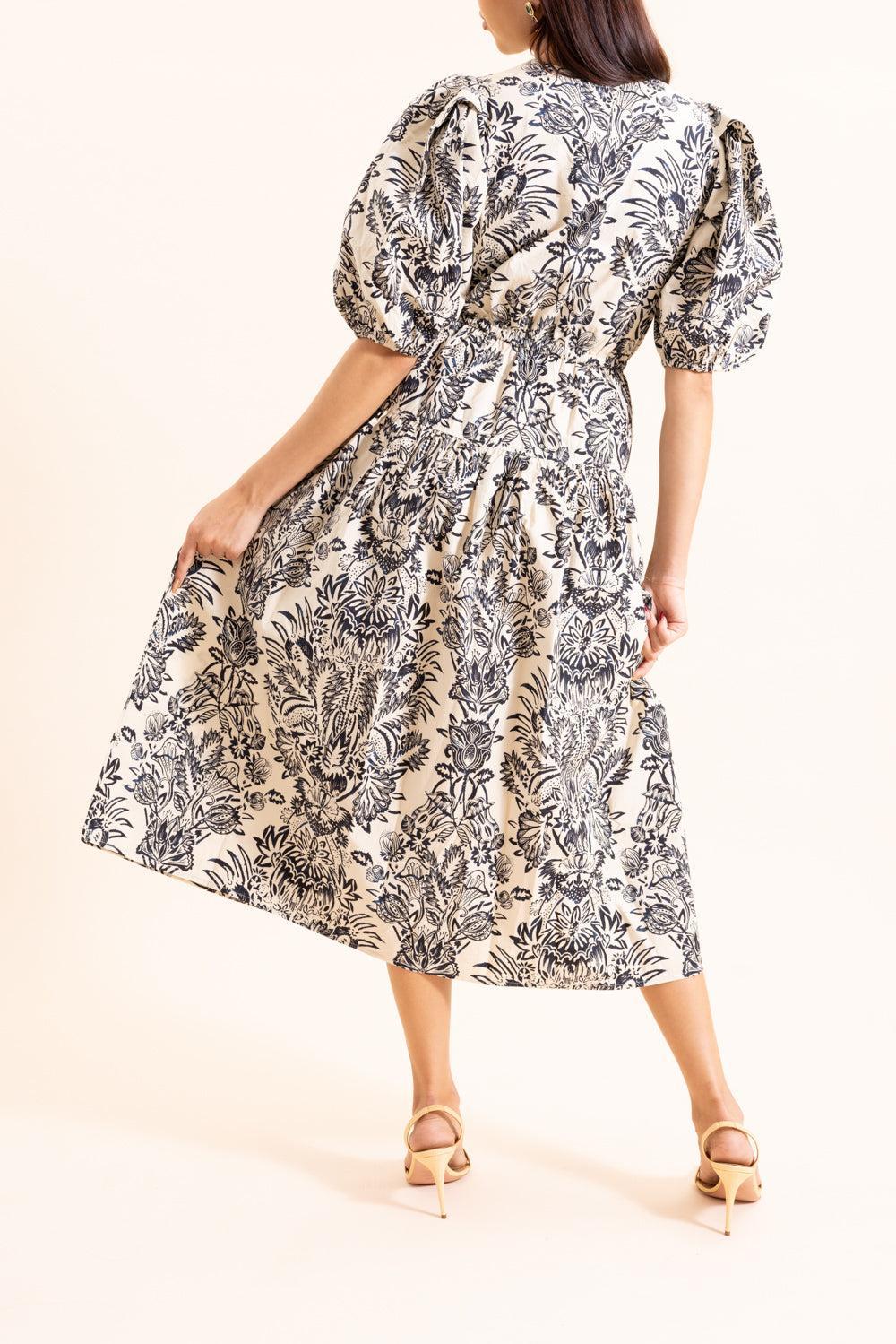 Harriet Puff Sleeve Midi Dress-CREAM-0-CLOTHINGDRESSCASUAL-ULLA JOHNSON