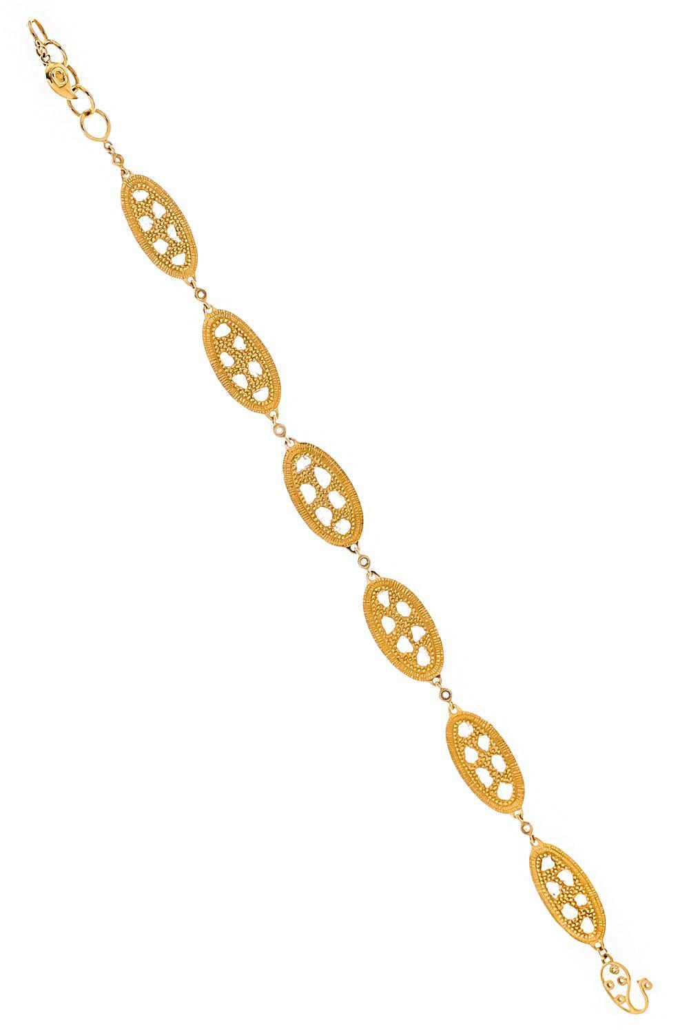 Diamond Six Oval Disk Bracelet-YELLOW GOLD-JEWELRYFINE JEWELBRACELET O-COOMI