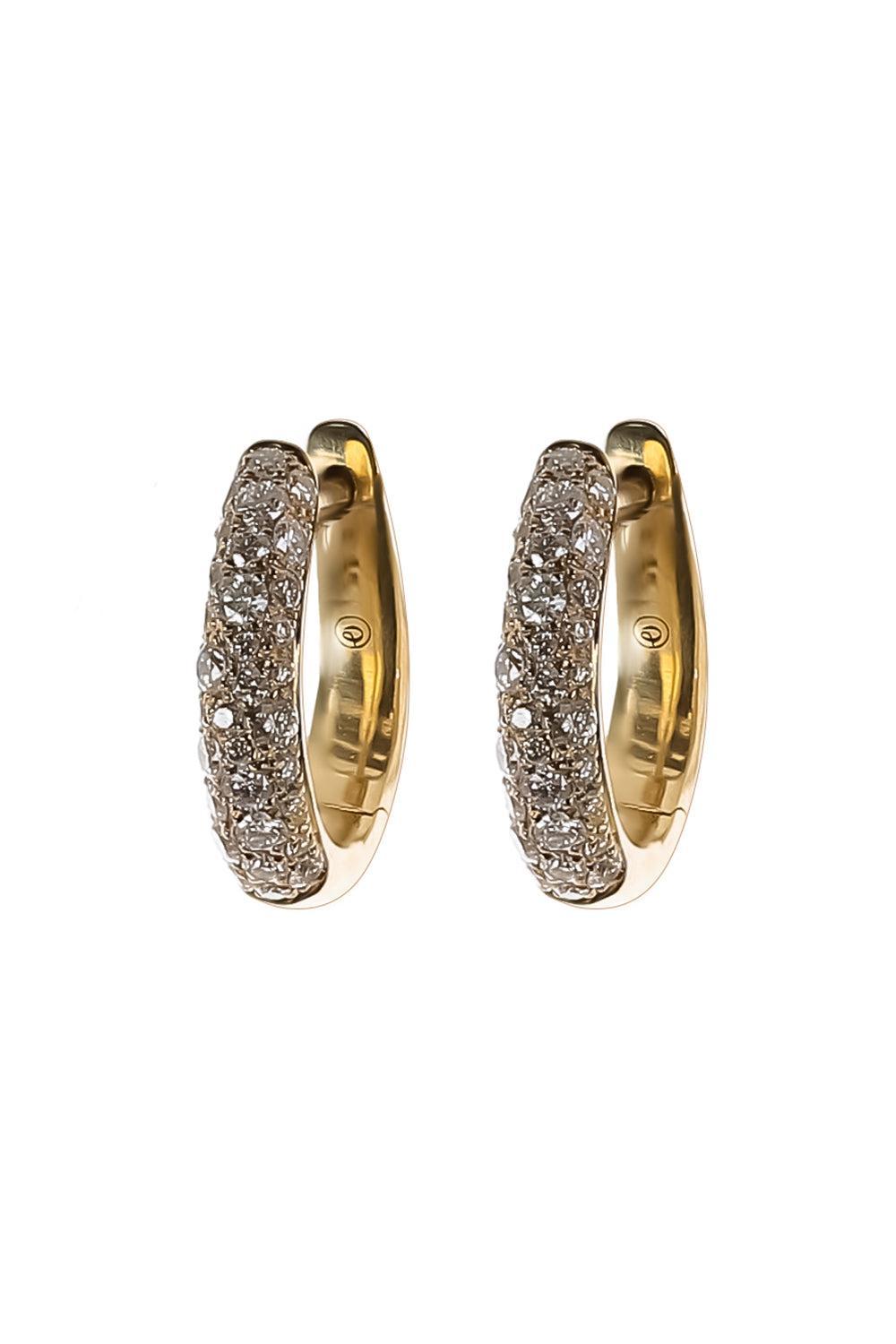 Diamond Cobblestone Petite Hoop Earrings-YELLOW GOLD-JEWELRYFINE JEWELEARRING-OCTAVIA ELIZABETH