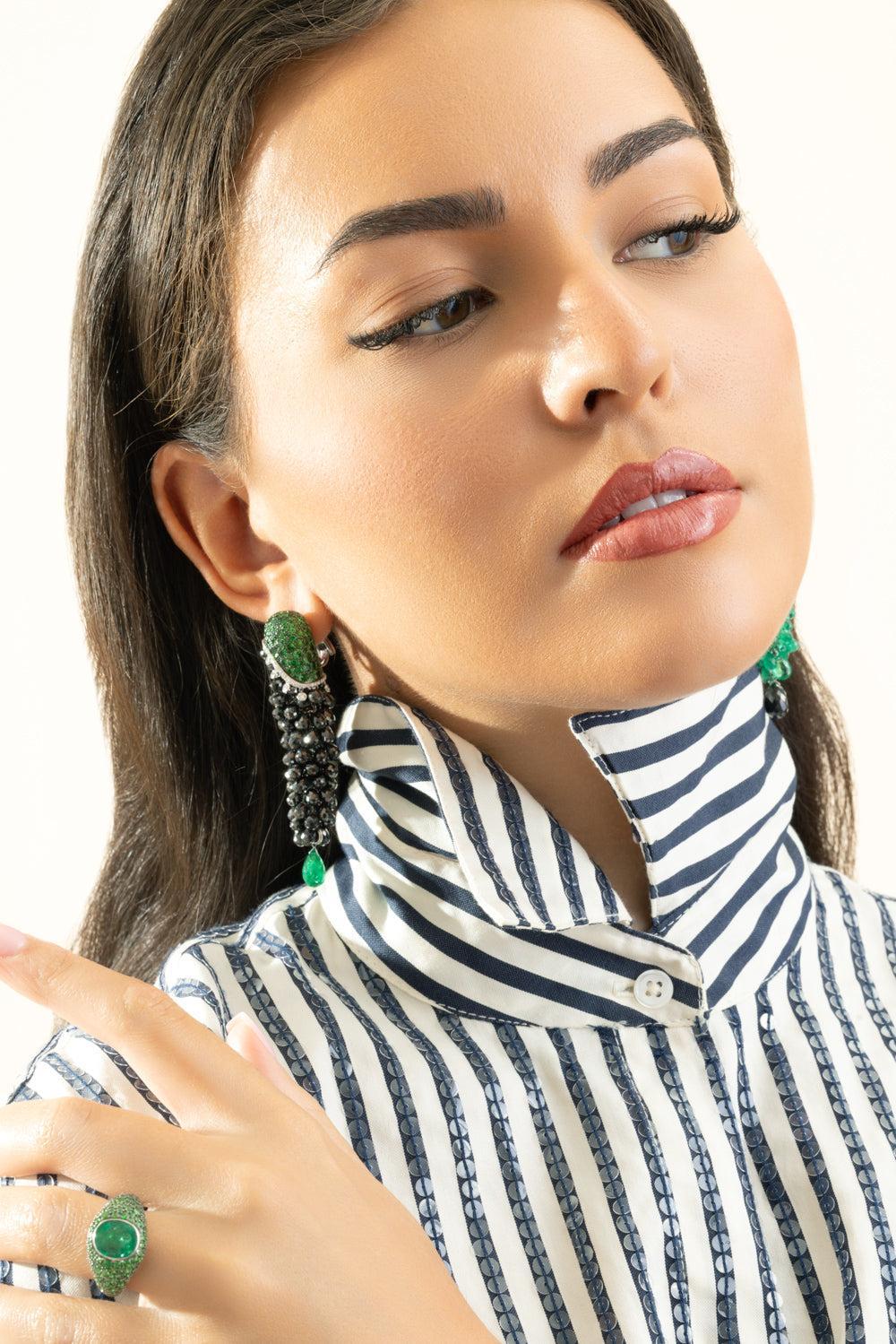 Black White Diamond Brio Earrings-WHITE GOLD-JEWELRYFINE JEWELEARRING-PIRANESI