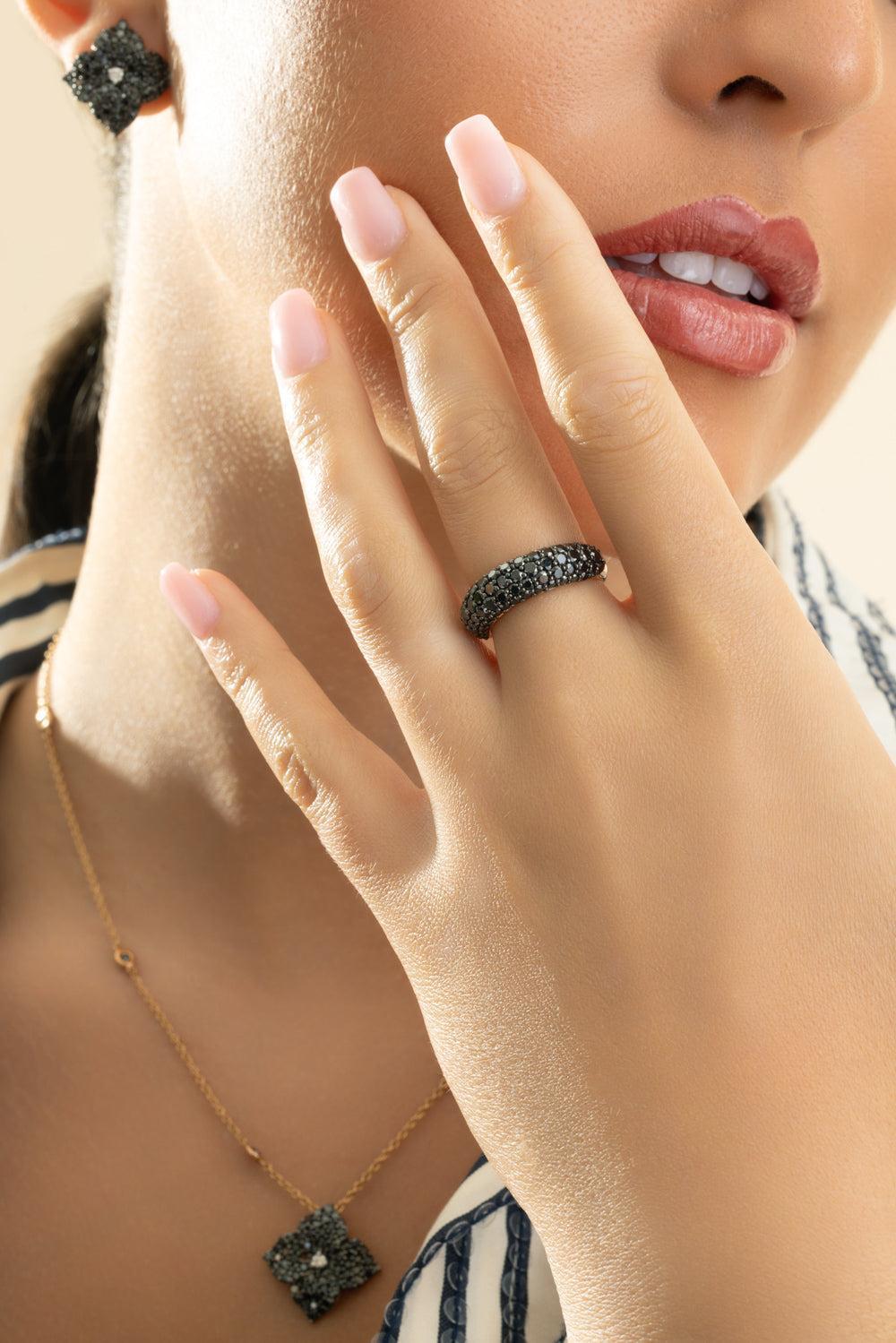 Black Diamond Ring-ROSE GOLD-7.5-JEWELRYFINE JEWELRING-PIRANESI