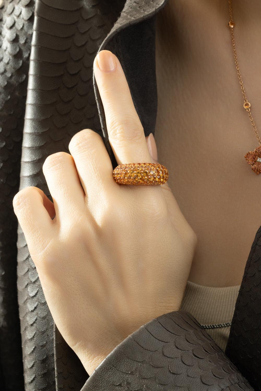 Orange Sapphire Ring-ROSE GOLD-8.75-JEWELRYFINE JEWELRING-PIRANESI