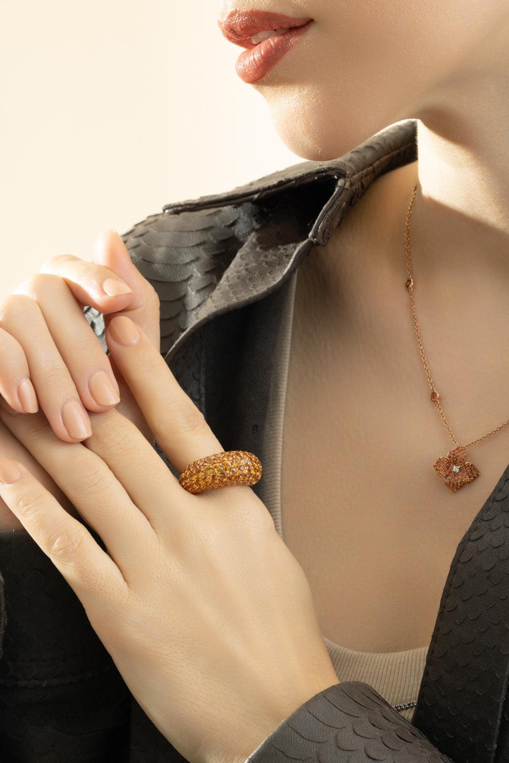 Orange Sapphire Ring-ROSE GOLD-8.75-JEWELRYFINE JEWELRING-PIRANESI