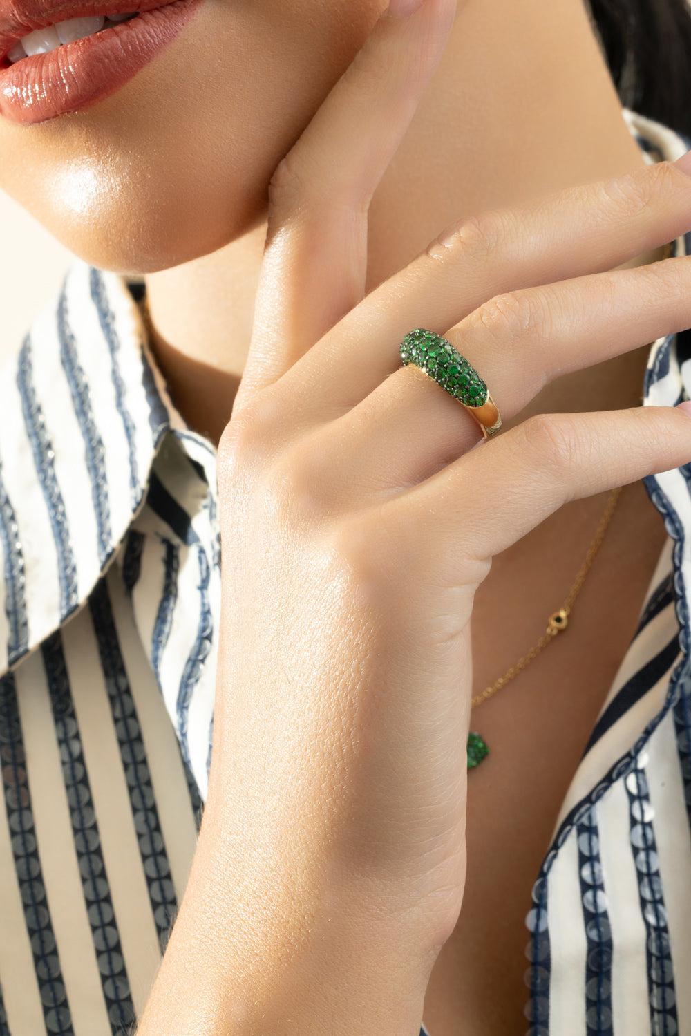 Tsavorite Ring-YELLOW GOLD-7-JEWELRYFINE JEWELRING-PIRANESI