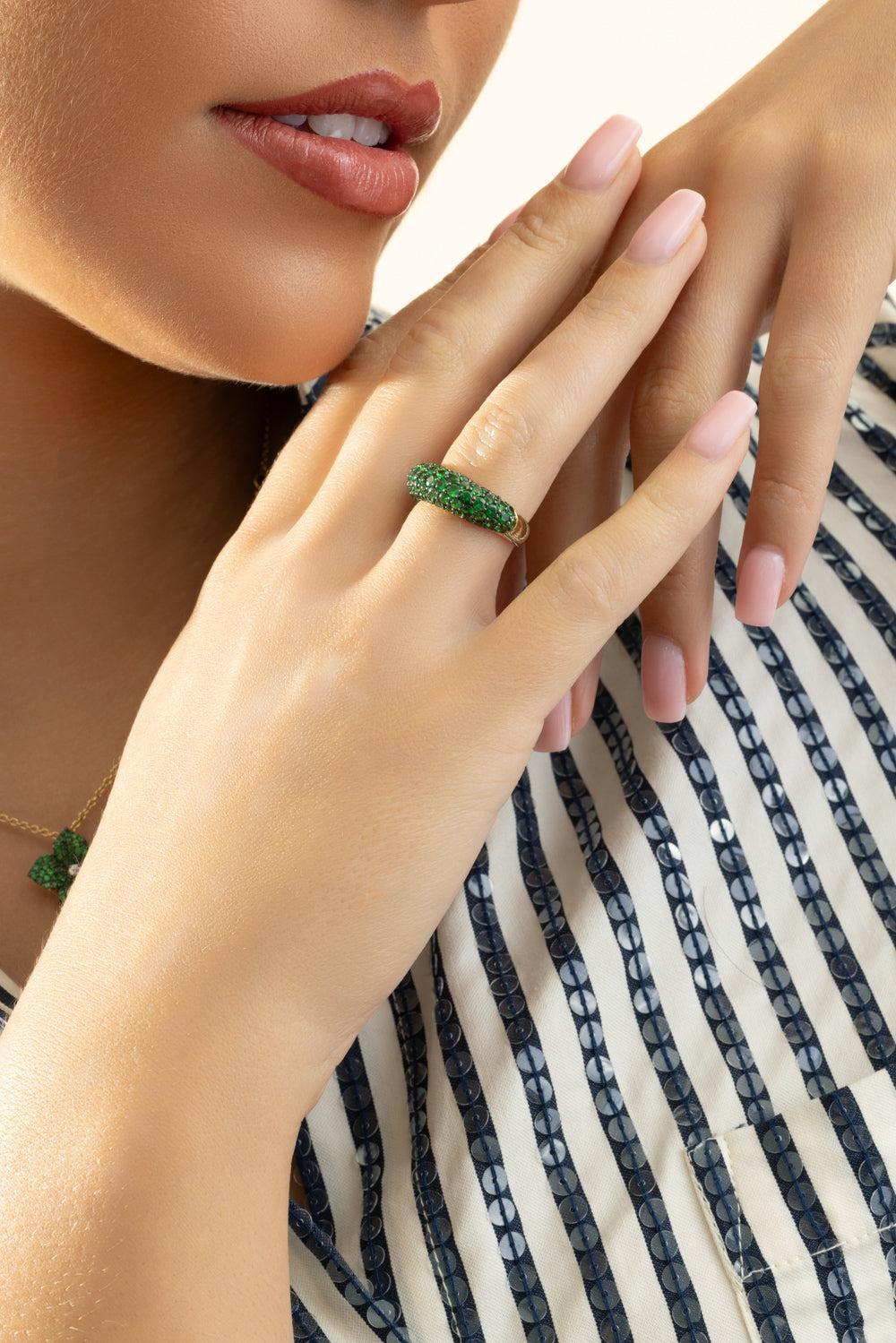 Tsavorite Ring-YELLOW GOLD-7-JEWELRYFINE JEWELRING-PIRANESI