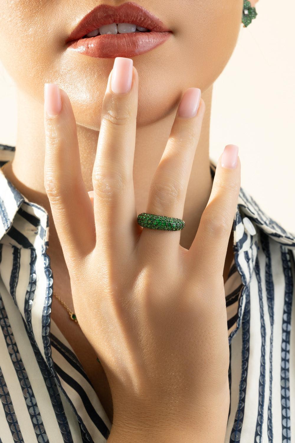 Tsavorite Ring-YELLOW GOLD-7-JEWELRYFINE JEWELRING-PIRANESI