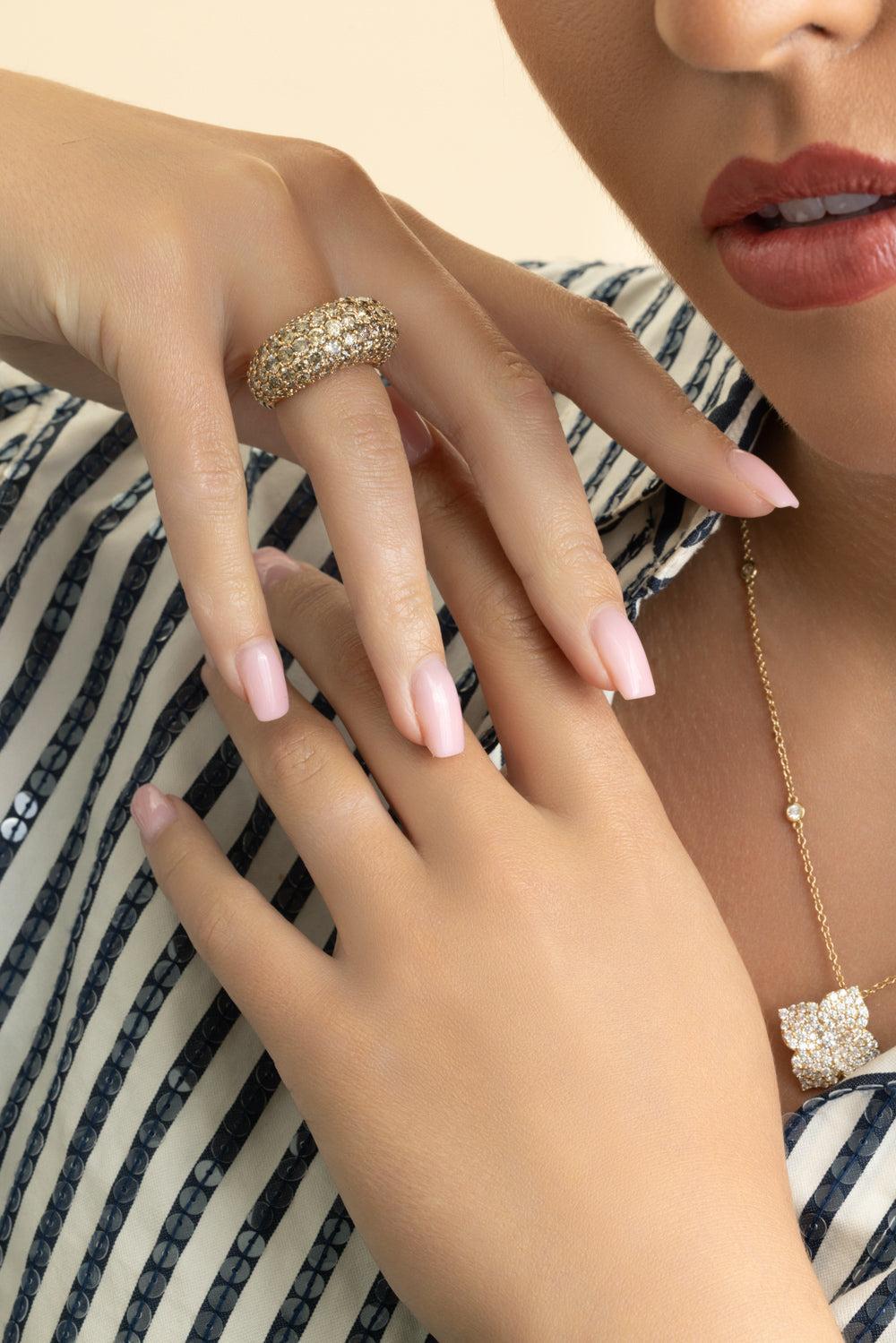 Champagne Diamond Dome Ring-ROSE GOLD-6.5-JEWELRYFINE JEWELRING-PIRANESI