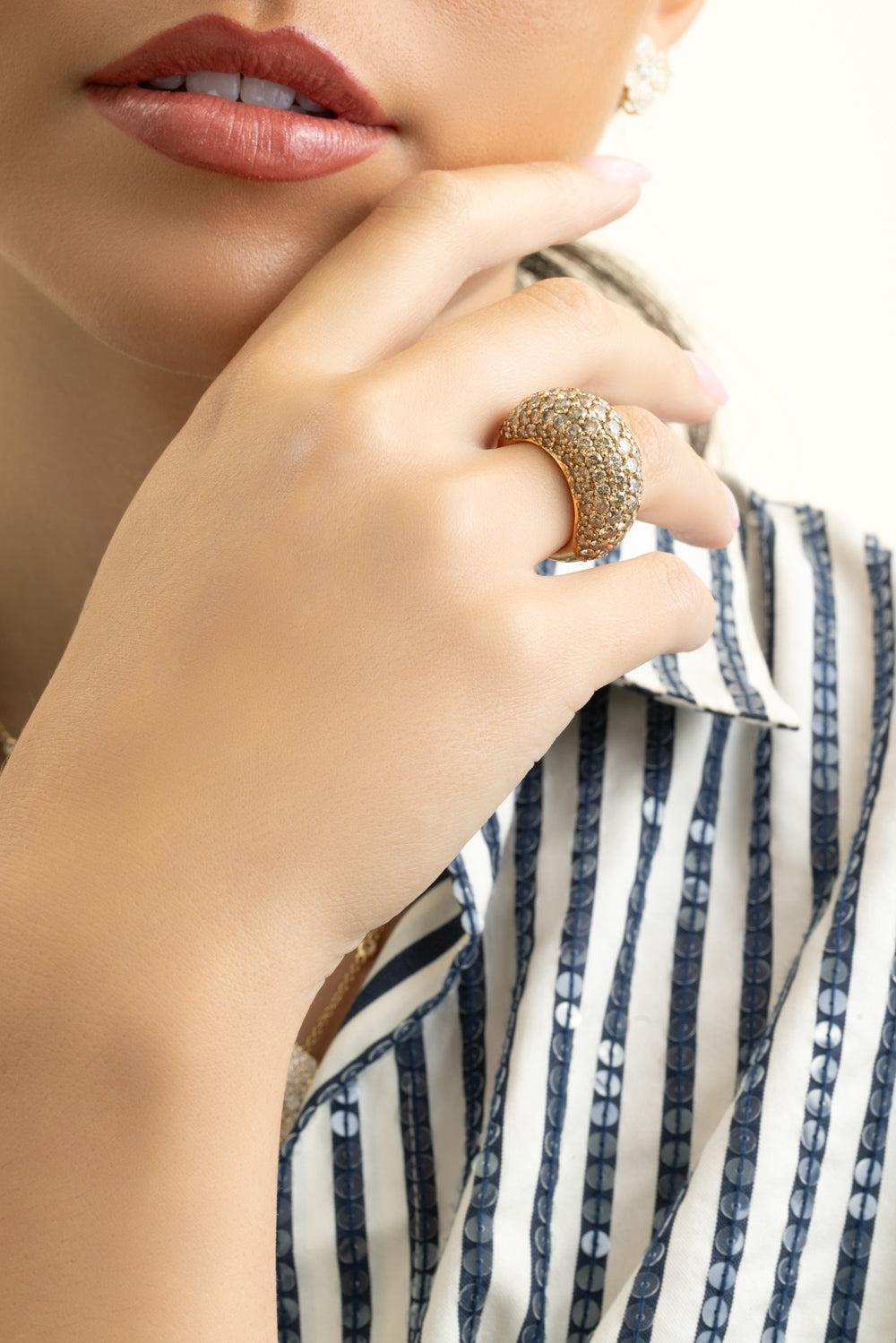 Champagne Diamond Dome Ring-ROSE GOLD-6.5-JEWELRYFINE JEWELRING-PIRANESI
