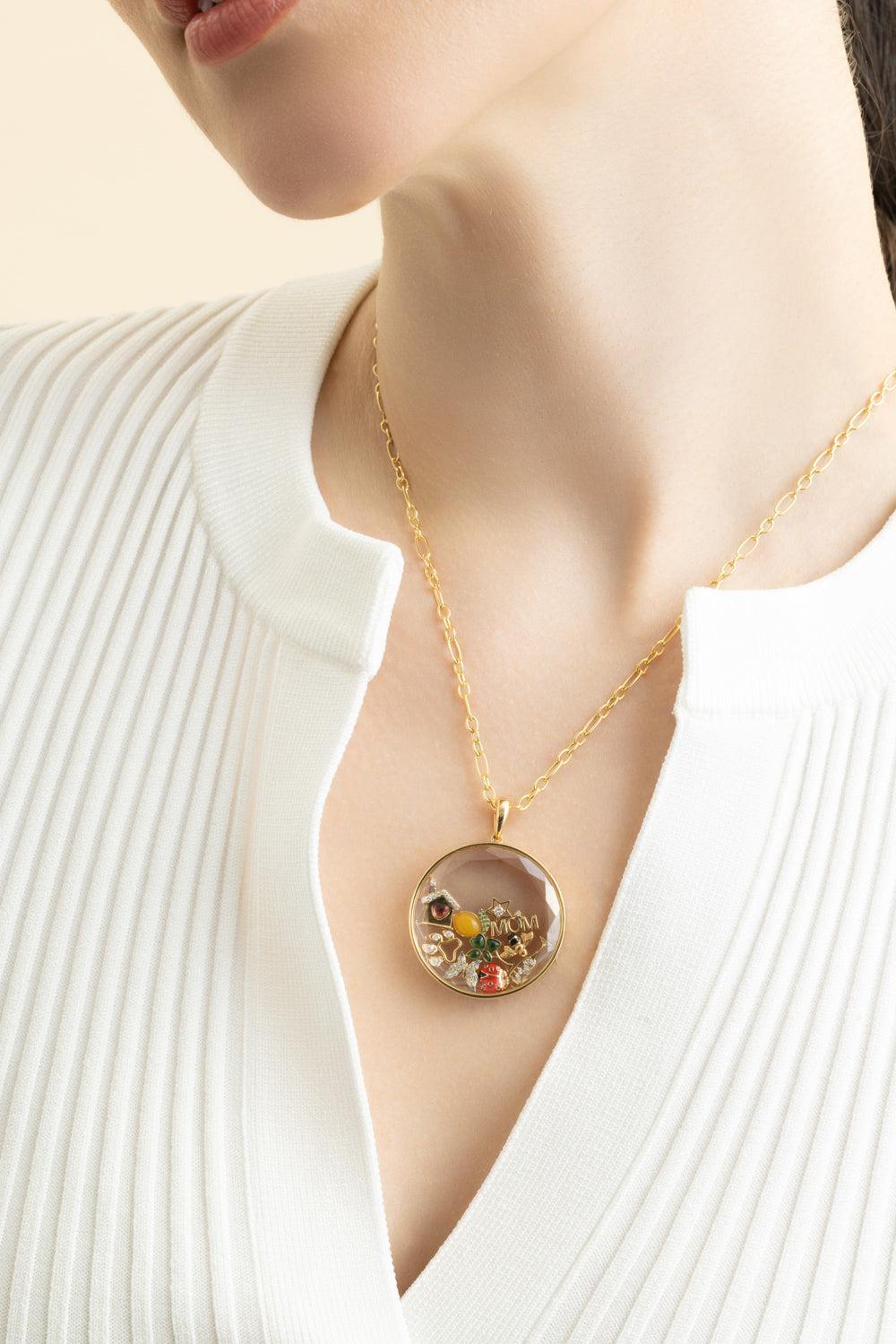 Diamond Mom Charm-YELLOW GOLD-JEWELRYFINE JEWELPENDANT-LOQUET