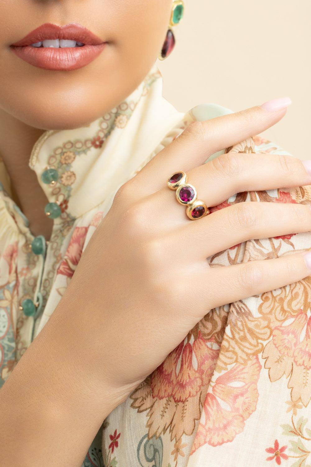 Rhodolite Nesting Gem Eternity Ring-YELLOW GOLD-6.25-JEWELRYFINE JEWELRING-OCTAVIA ELIZABETH