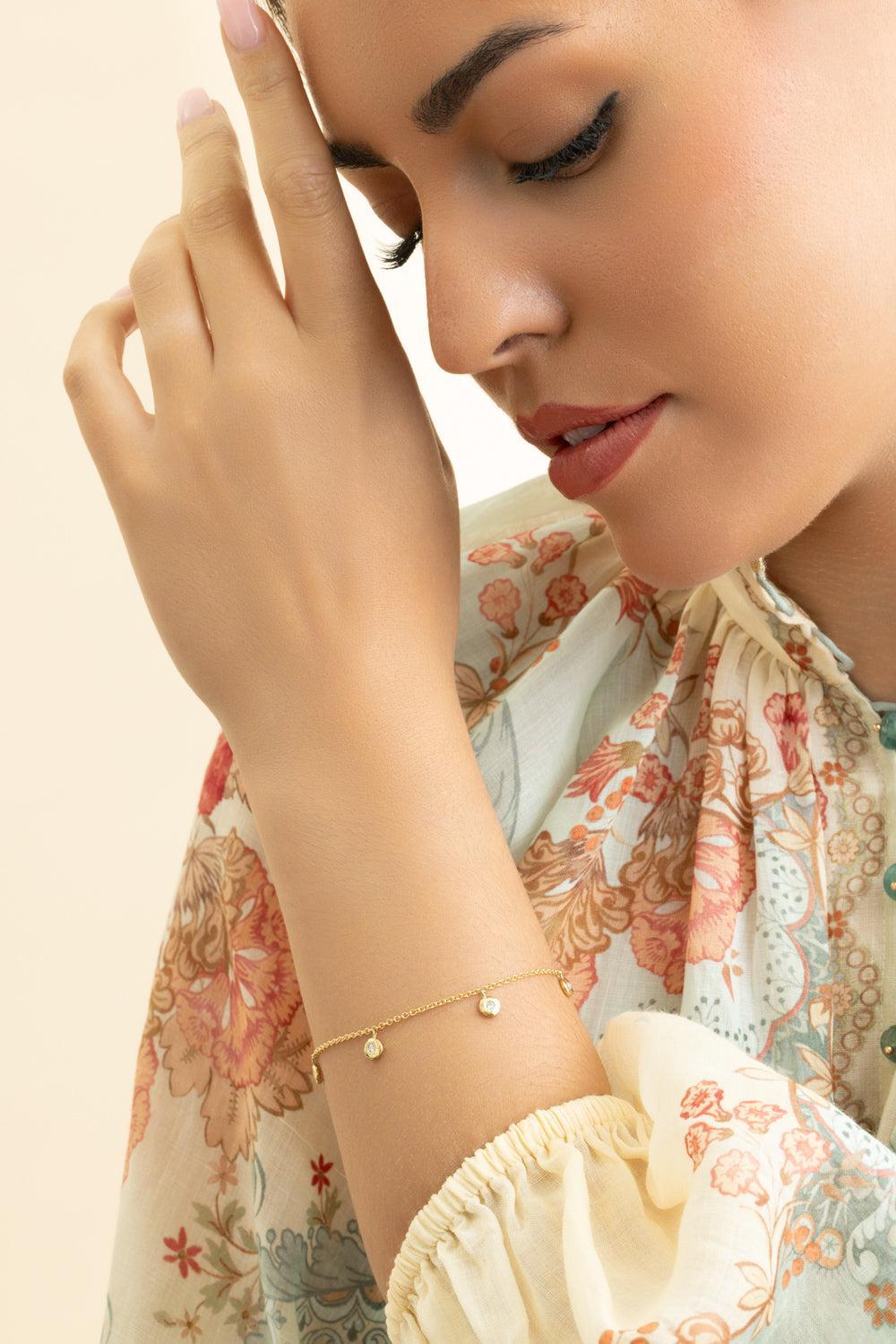 Five Diamond Nesting Gem Bracelet-YELLOW GOLD-JEWELRYFINE JEWELBRACELET O-OCTAVIA ELIZABETH