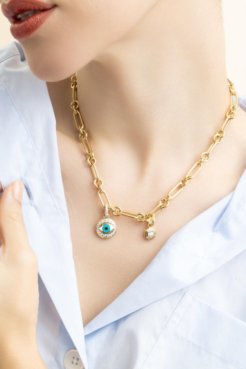 Evil Eye Diamond Charm-YELLOW GOLD-JEWELRYFINE JEWELPENDANT-SARA WEINSTOCK