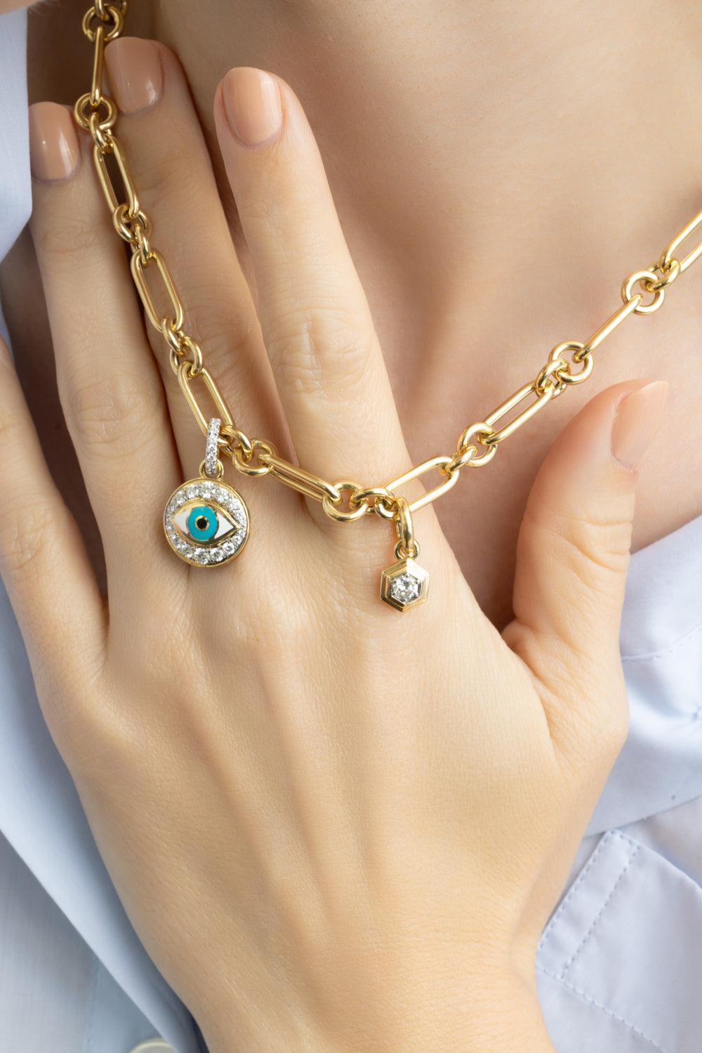 Evil Eye Diamond Charm-YELLOW GOLD-JEWELRYFINE JEWELPENDANT-SARA WEINSTOCK