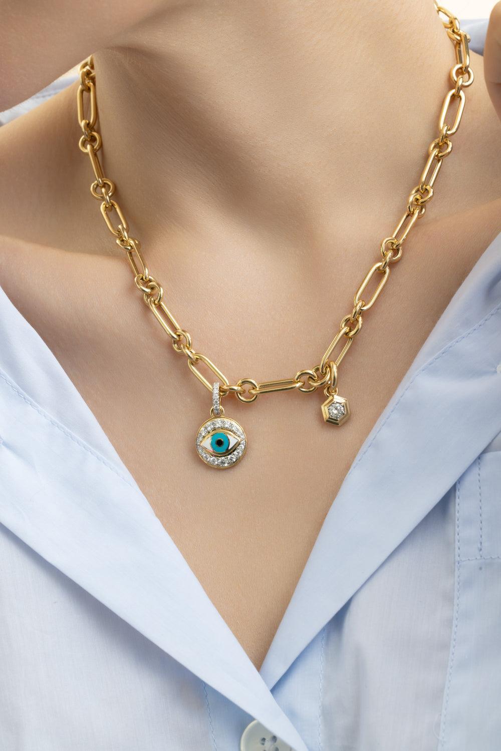 Evil Eye Diamond Charm-YELLOW GOLD-JEWELRYFINE JEWELPENDANT-SARA WEINSTOCK