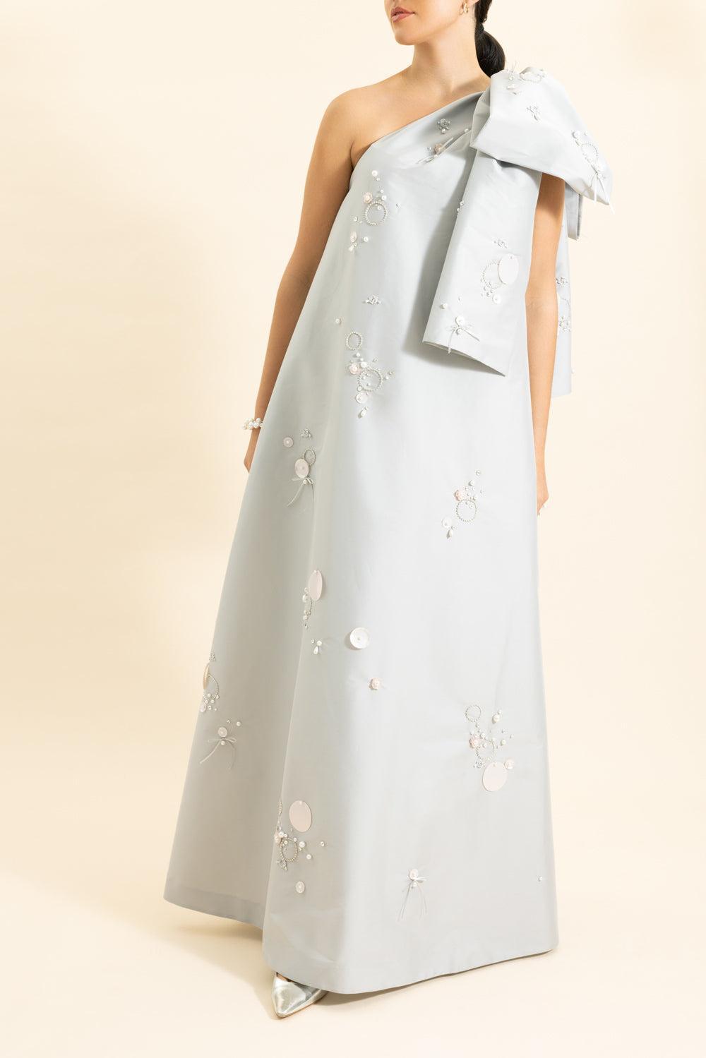 Winnie Embroidered Gown-SLVRGREY-36-CLOTHINGDRESSGOWN-BERNADETTE