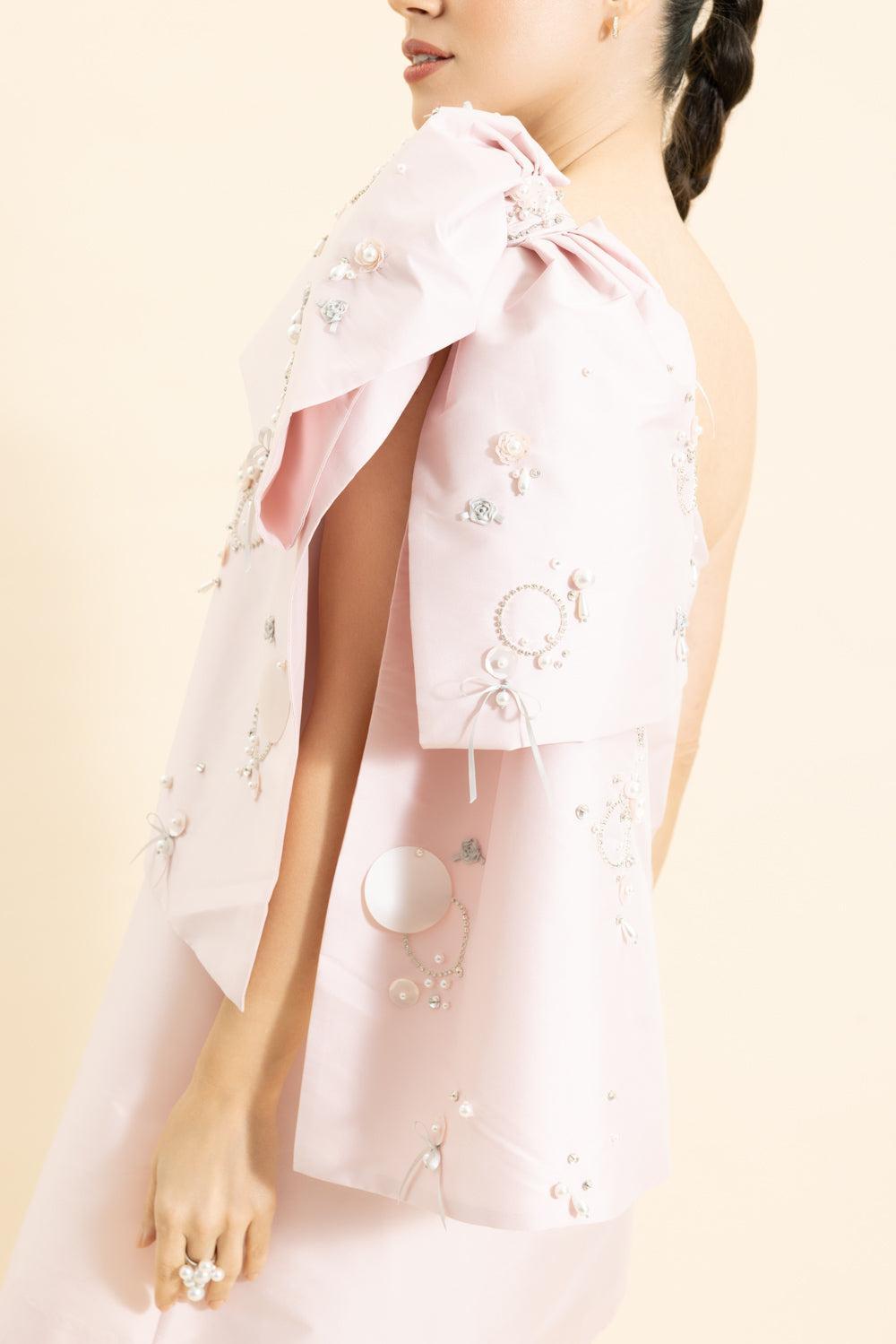 Short Dress Winnie Pearl Embroidery Dress-BLUSH PINK-32-CLOTHINGDRESSCOCKTAIL-BERNADETTE