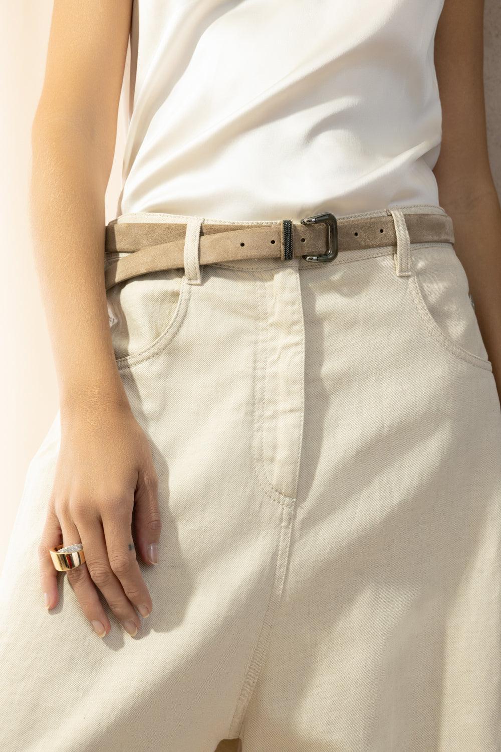 Mini Horn Frame Belt-BROWN-S-ACCESSORIEBELTS-BRUNELLO CUCINELLI