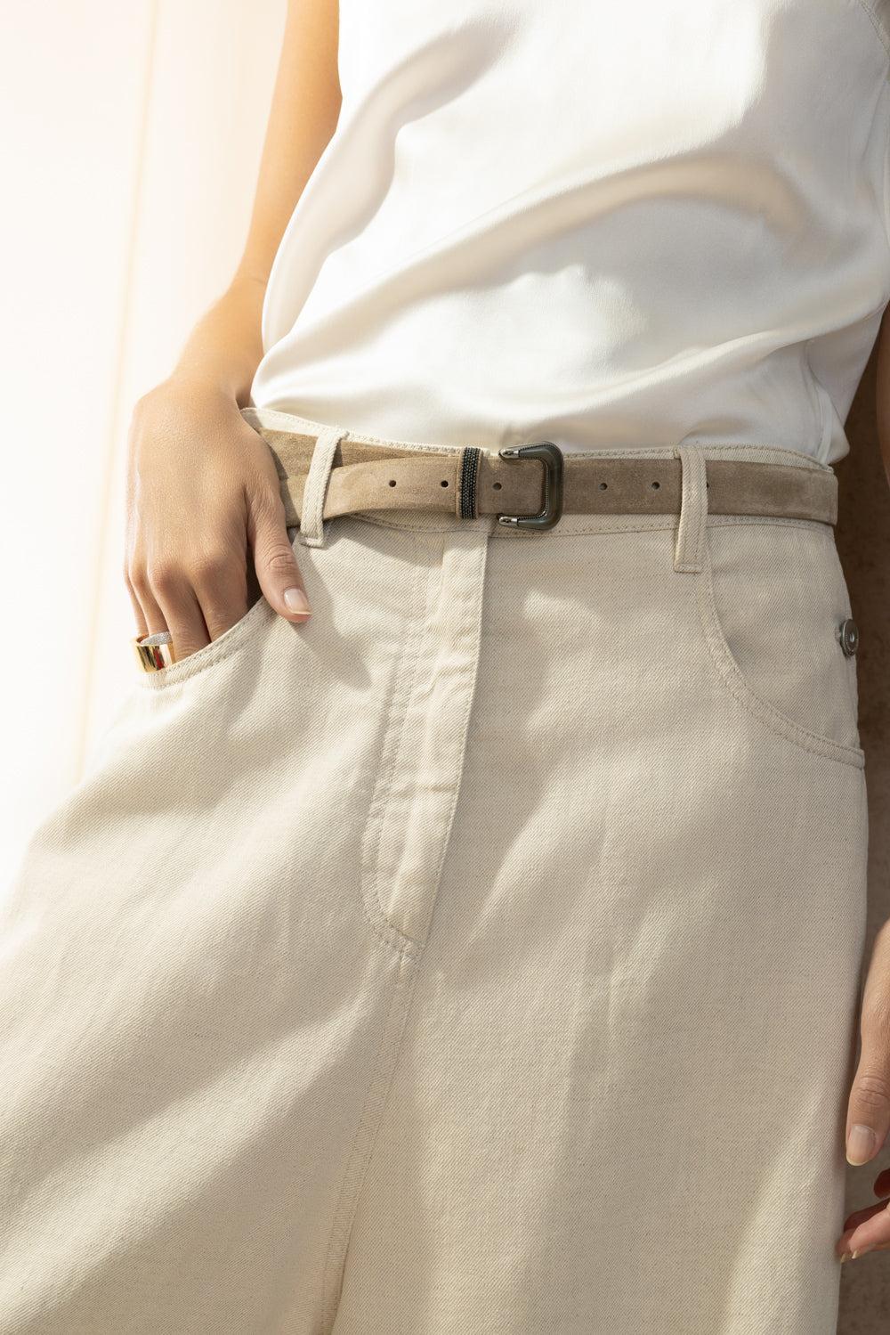 Mini Horn Frame Belt-BROWN-S-ACCESSORIEBELTS-BRUNELLO CUCINELLI