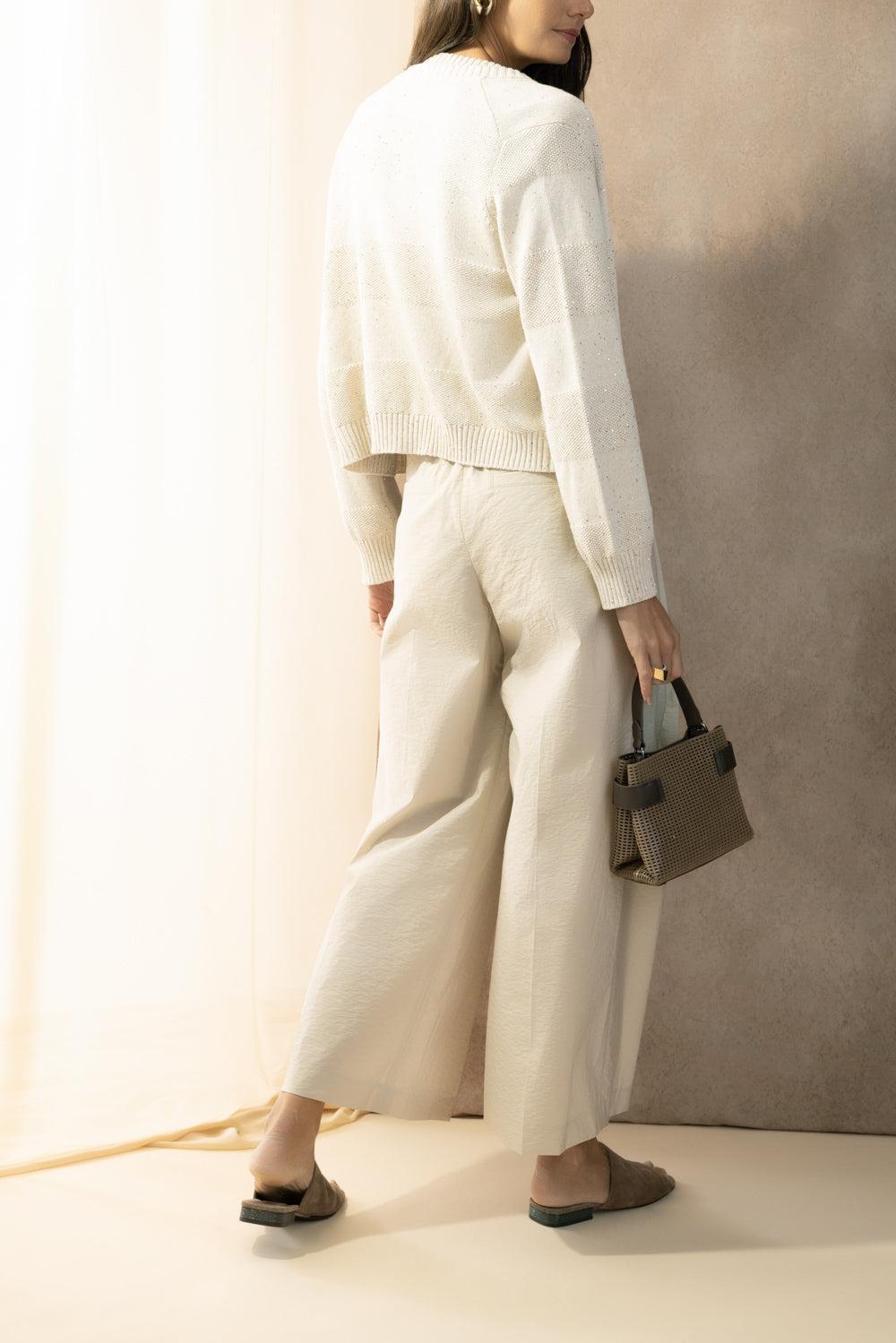 Stripe Cardigan - Avena-CREAM-XS-CLOTHINGTOPCARDIGAN-BRUNELLO CUCINELLI