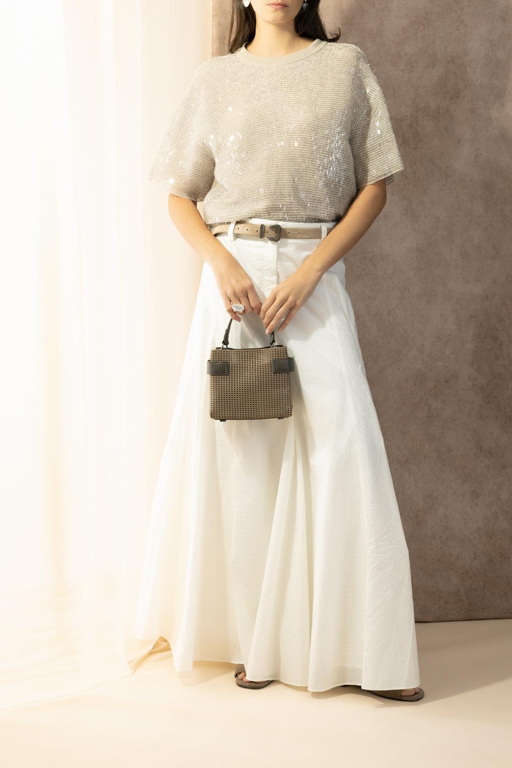 Fringe Embroidered Tee-BROWN-XS-CLOTHINGTOPBLOUSE-BRUNELLO CUCINELLI