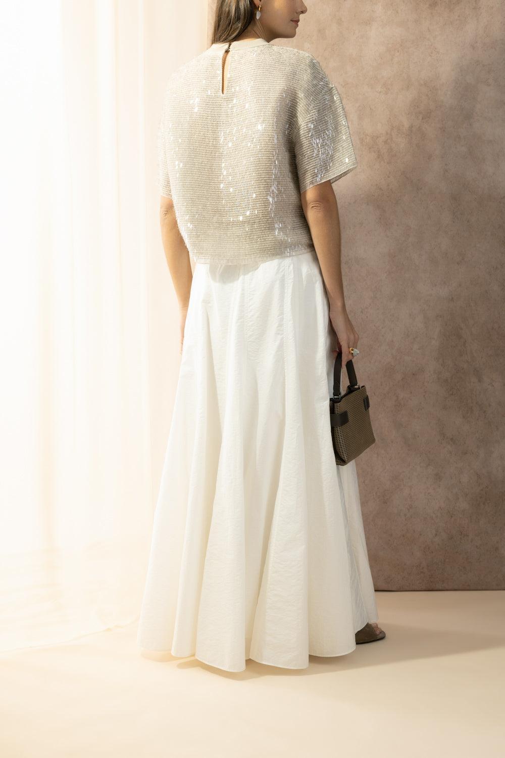 Fringe Embroidered Tee-BROWN-XS-CLOTHINGTOPBLOUSE-BRUNELLO CUCINELLI