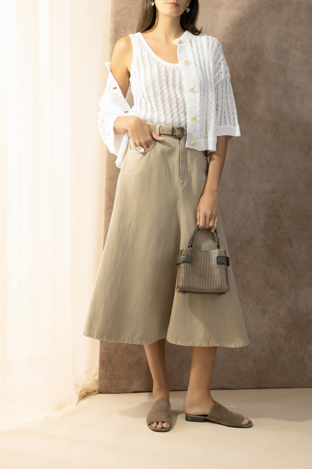 Five Pocket Flare Skirt-BROWN-38-CLOTHINGSKIRTMIDI-BRUNELLO CUCINELLI