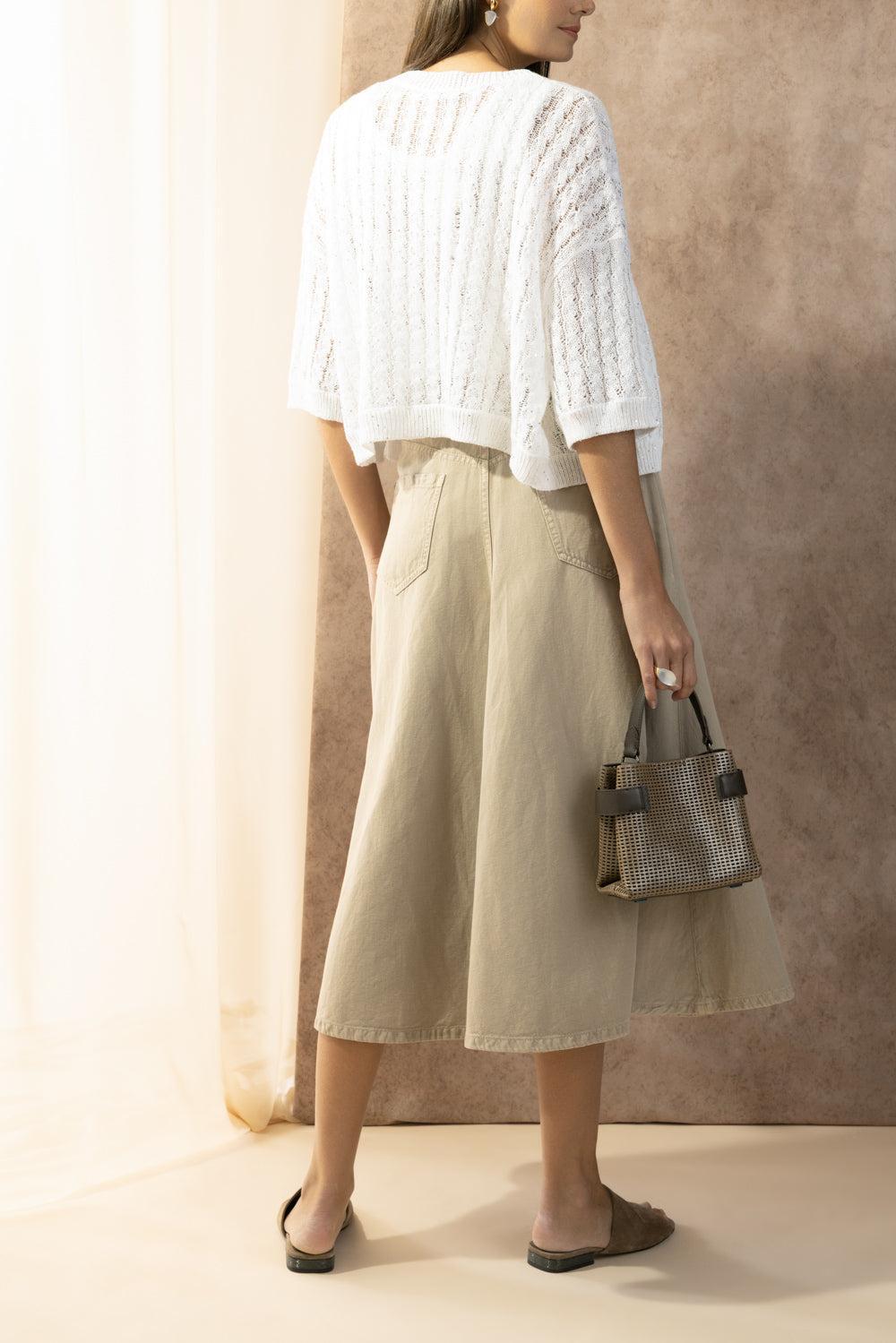 Five Pocket Flare Skirt-BROWN-38-CLOTHINGSKIRTMIDI-BRUNELLO CUCINELLI