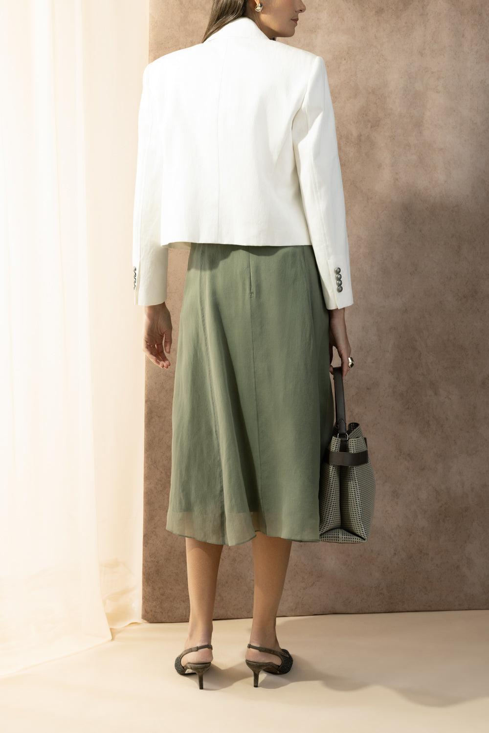 Crispy Aline Skirt-GREEN-38-CLOTHINGSKIRTMIDI-BRUNELLO CUCINELLI