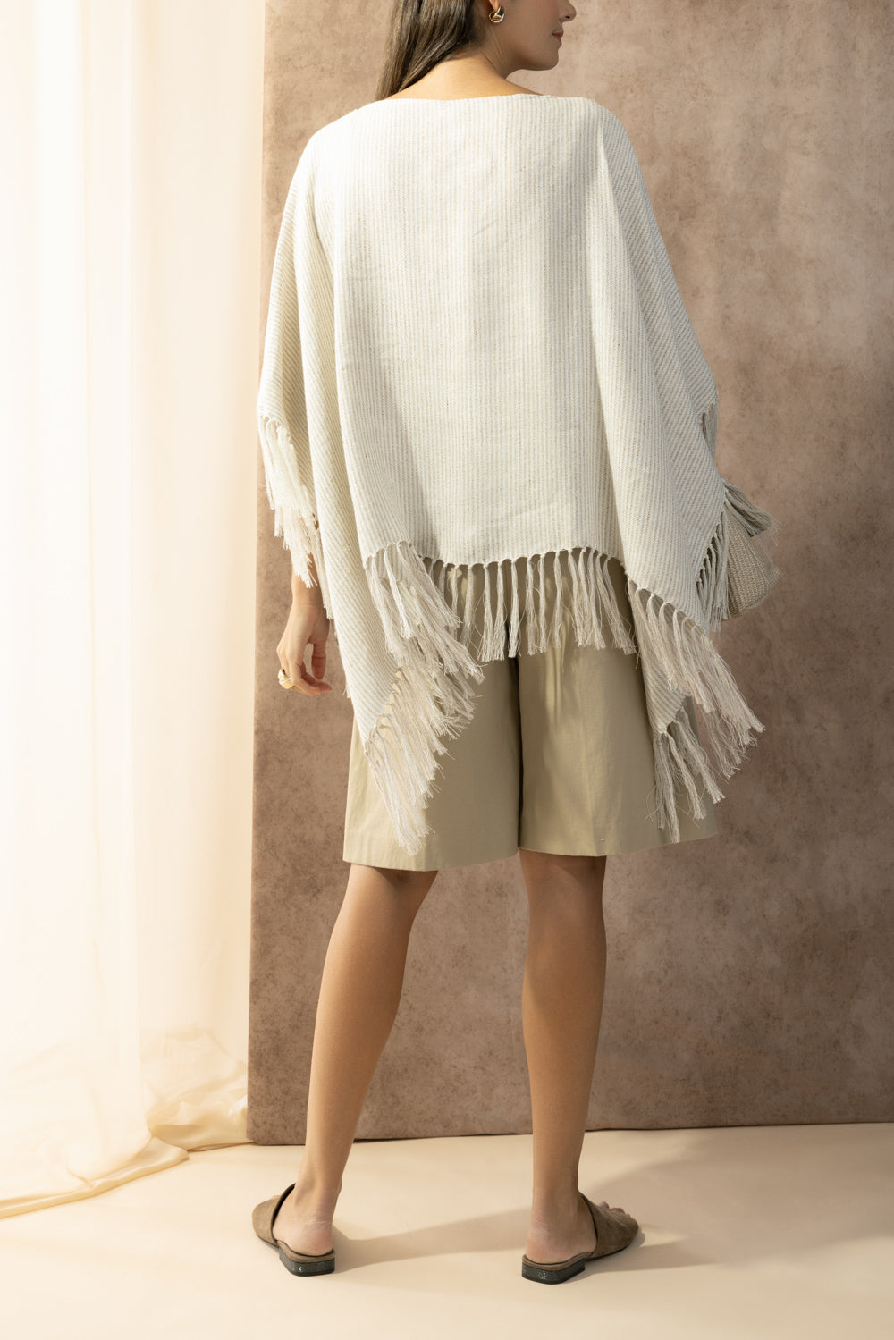 Stripe Fringe Poncho