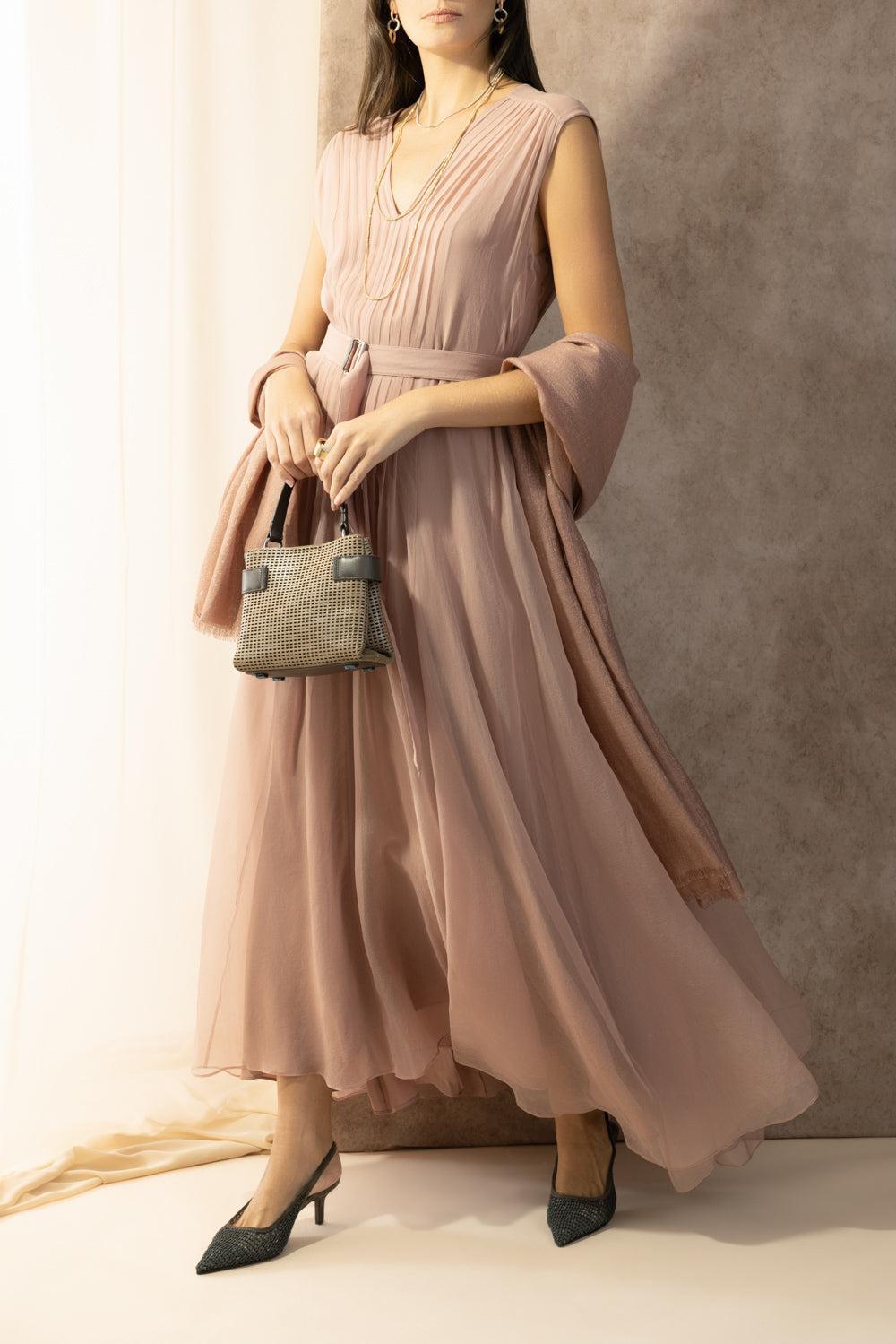 Volume Dress - Ash Rose-PINK-XS-CLOTHINGDRESSCASUAL-BRUNELLO CUCINELLI