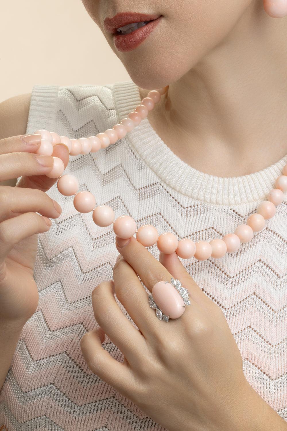 Angel Skin Coral Diamond Necklace-WHITE GOLD-26-JEWELRYFINE JEWELNECKLACE O-ASSAEL