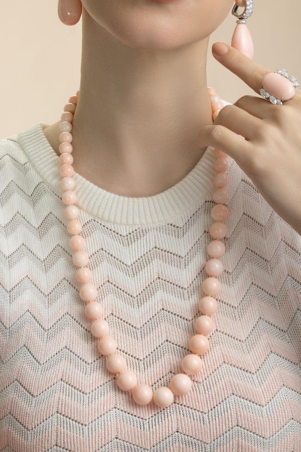 Angel Skin Coral Diamond Necklace-WHITE GOLD-26-JEWELRYFINE JEWELNECKLACE O-ASSAEL