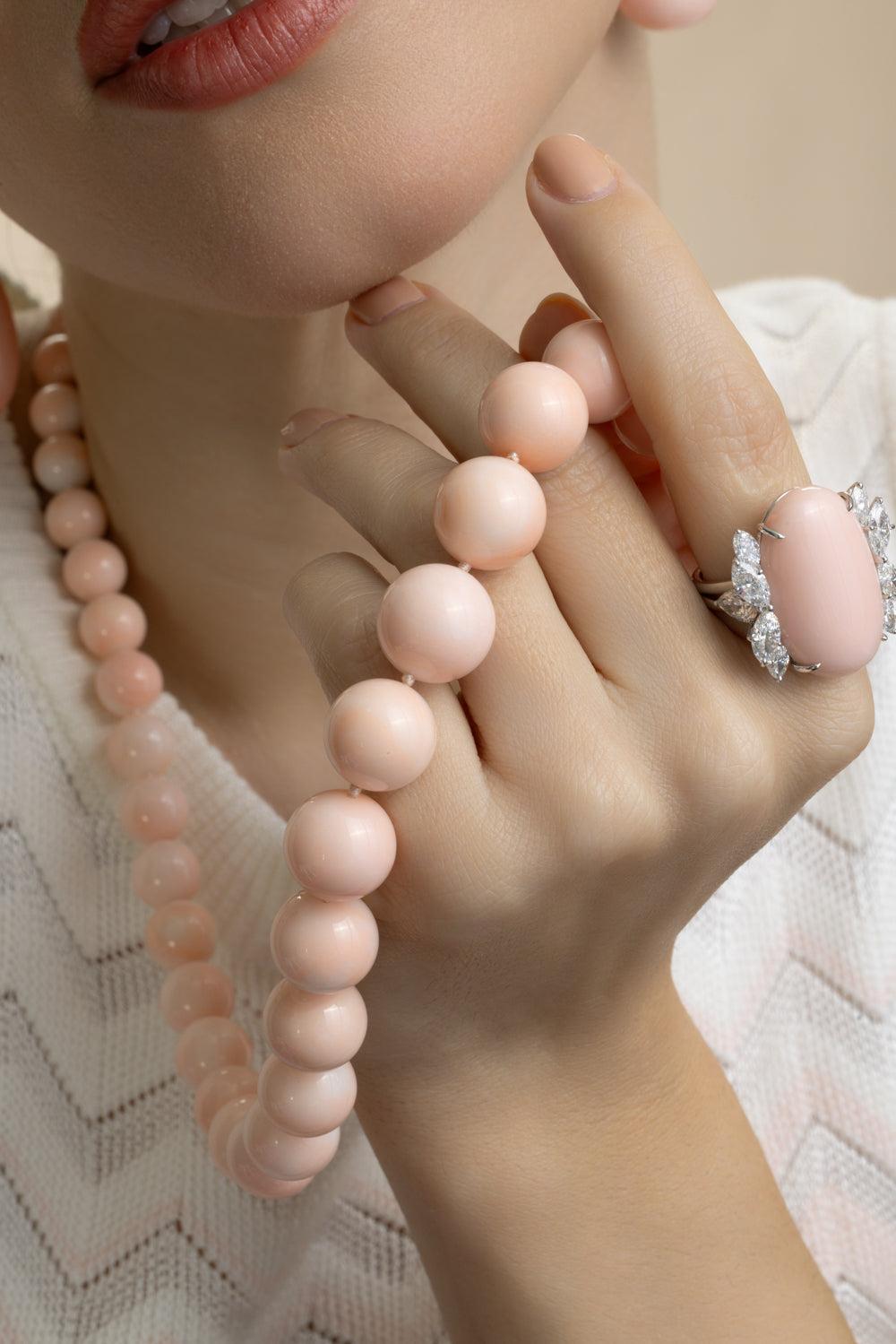 Angel Skin Coral Diamond Necklace-WHITE GOLD-26-JEWELRYFINE JEWELNECKLACE O-ASSAEL