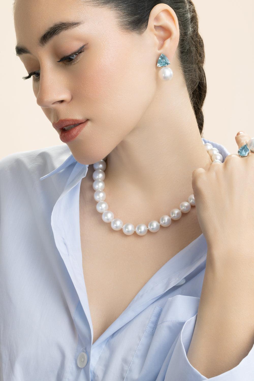 South Sea Pearl Diamond Necklace-YELLOW GOLD-17-JEWELRYFINE JEWELNECKLACE O-ASSAEL