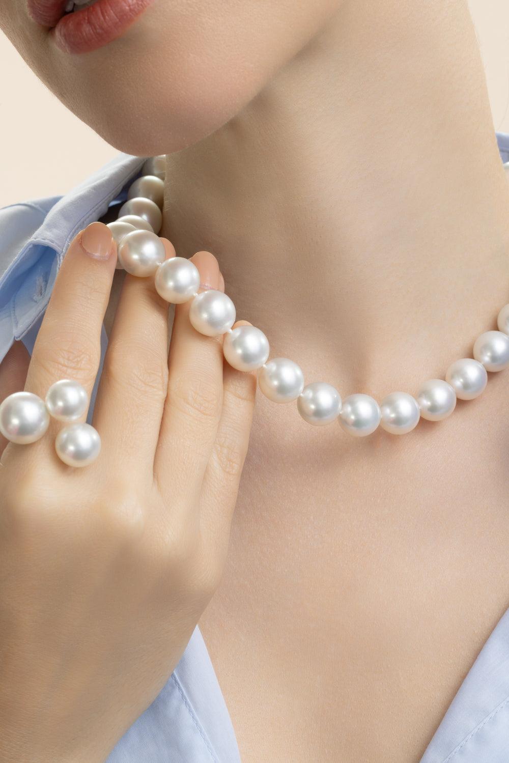 South Sea Pearl Diamond Necklace-YELLOW GOLD-17-JEWELRYFINE JEWELNECKLACE O-ASSAEL