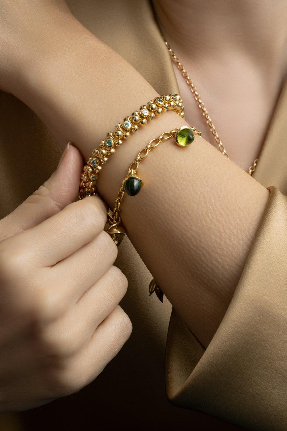 Rainforest Mikado Flamenco Charm Bracelet-YELLOW GOLD-JEWELRYFINE JEWELBRACELET O-TAMARA COMOLLI