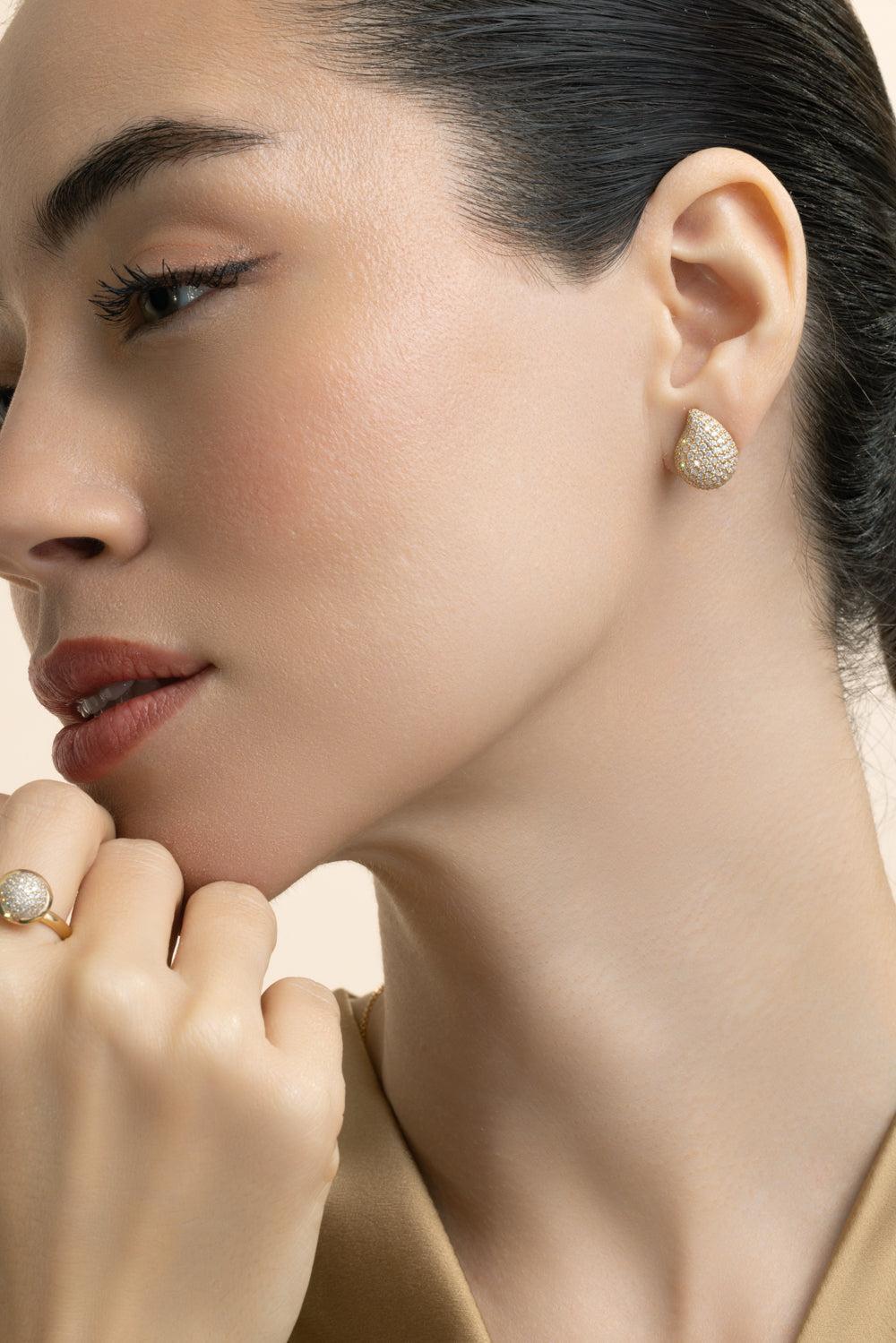 Diamond Large Signature Earrings-YELLOW GOLD-JEWELRYFINE JEWELEARRING-TAMARA COMOLLI