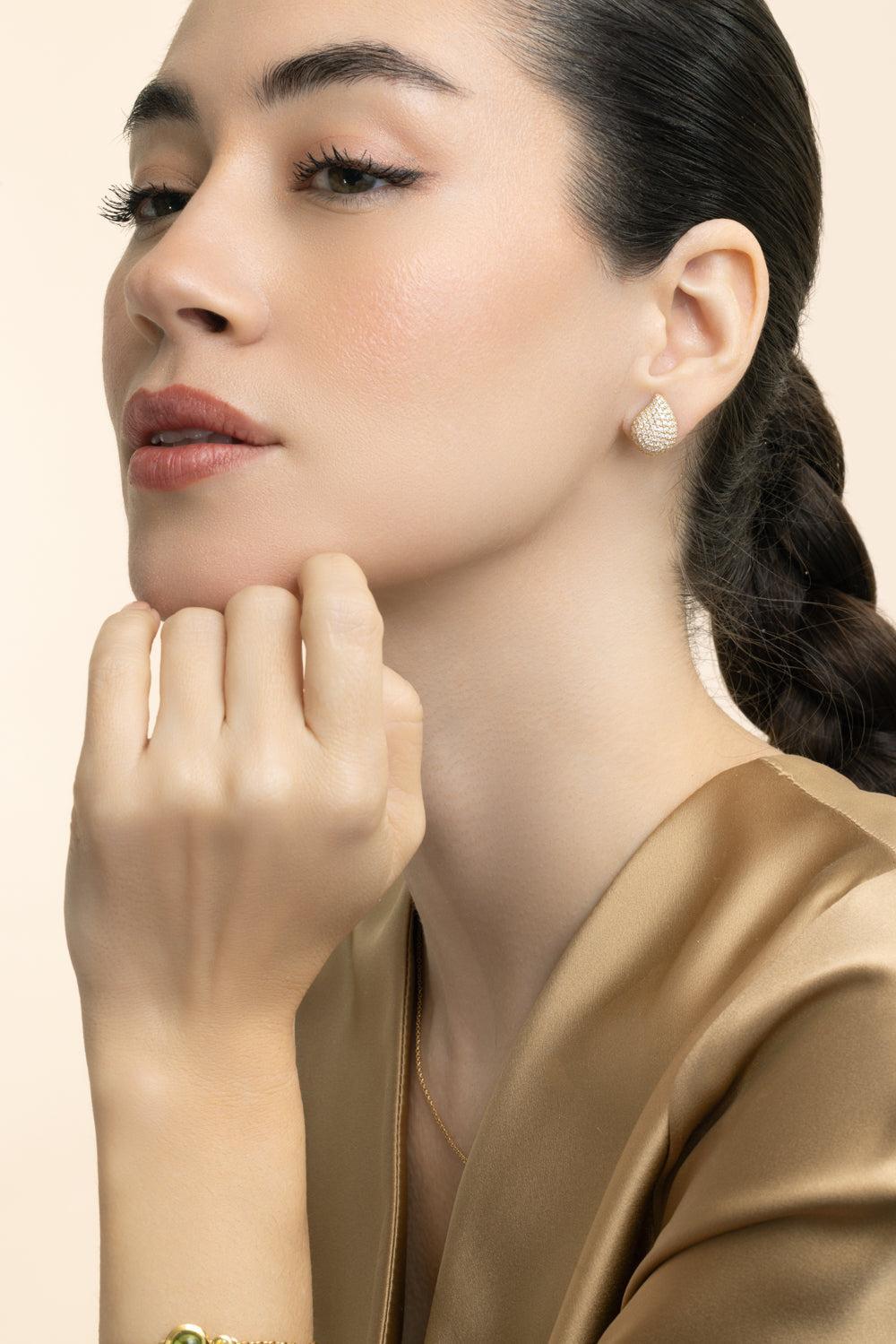 Diamond Large Signature Earrings-YELLOW GOLD-JEWELRYFINE JEWELEARRING-TAMARA COMOLLI