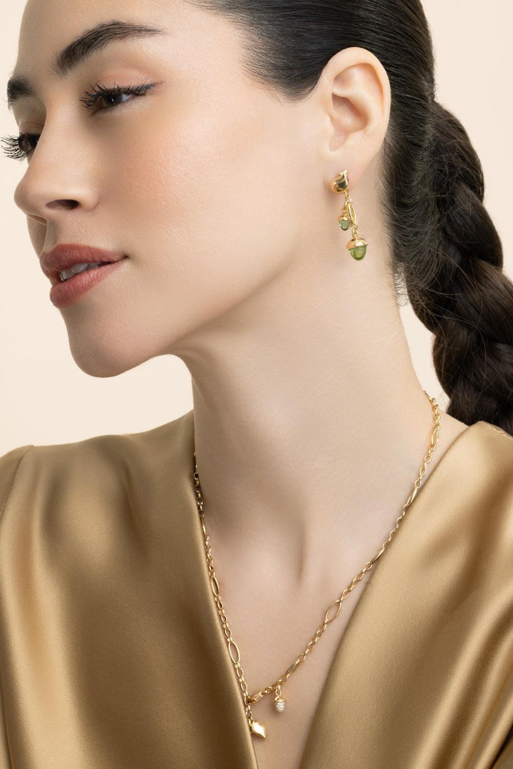 Rainforest Mikado Acorn Earrings-YELLOW GOLD-JEWELRYFINE JEWELEARRING-TAMARA COMOLLI