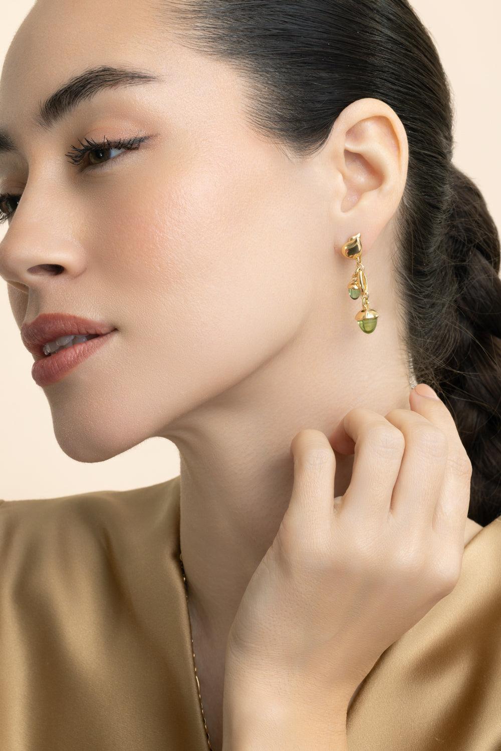 Rainforest Mikado Acorn Earrings-YELLOW GOLD-JEWELRYFINE JEWELEARRING-TAMARA COMOLLI