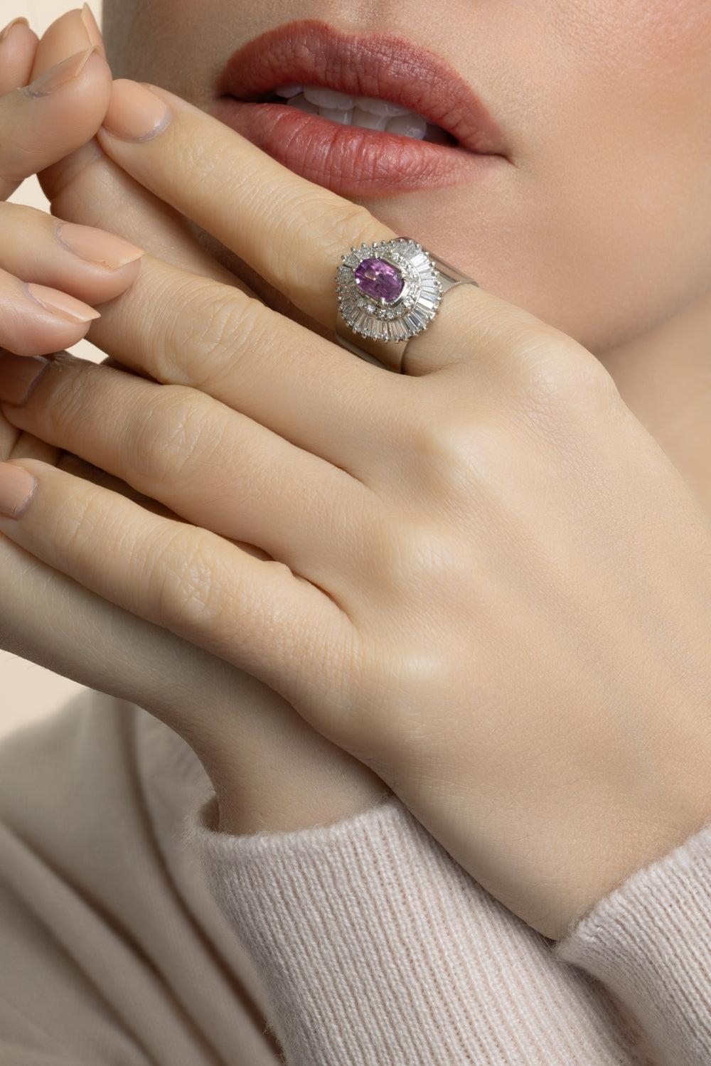 Diamond Pink Sapphire Revive Ring-PLATINUM-7-JEWELRYFINE JEWELRING-YUTAI