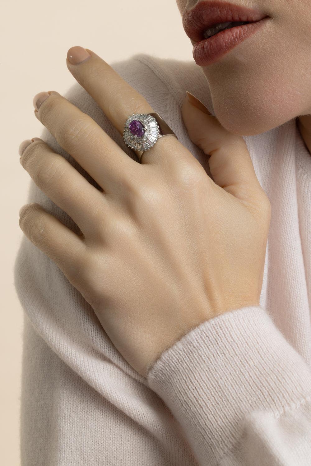 Diamond Pink Sapphire Revive Ring-PLATINUM-7-JEWELRYFINE JEWELRING-YUTAI