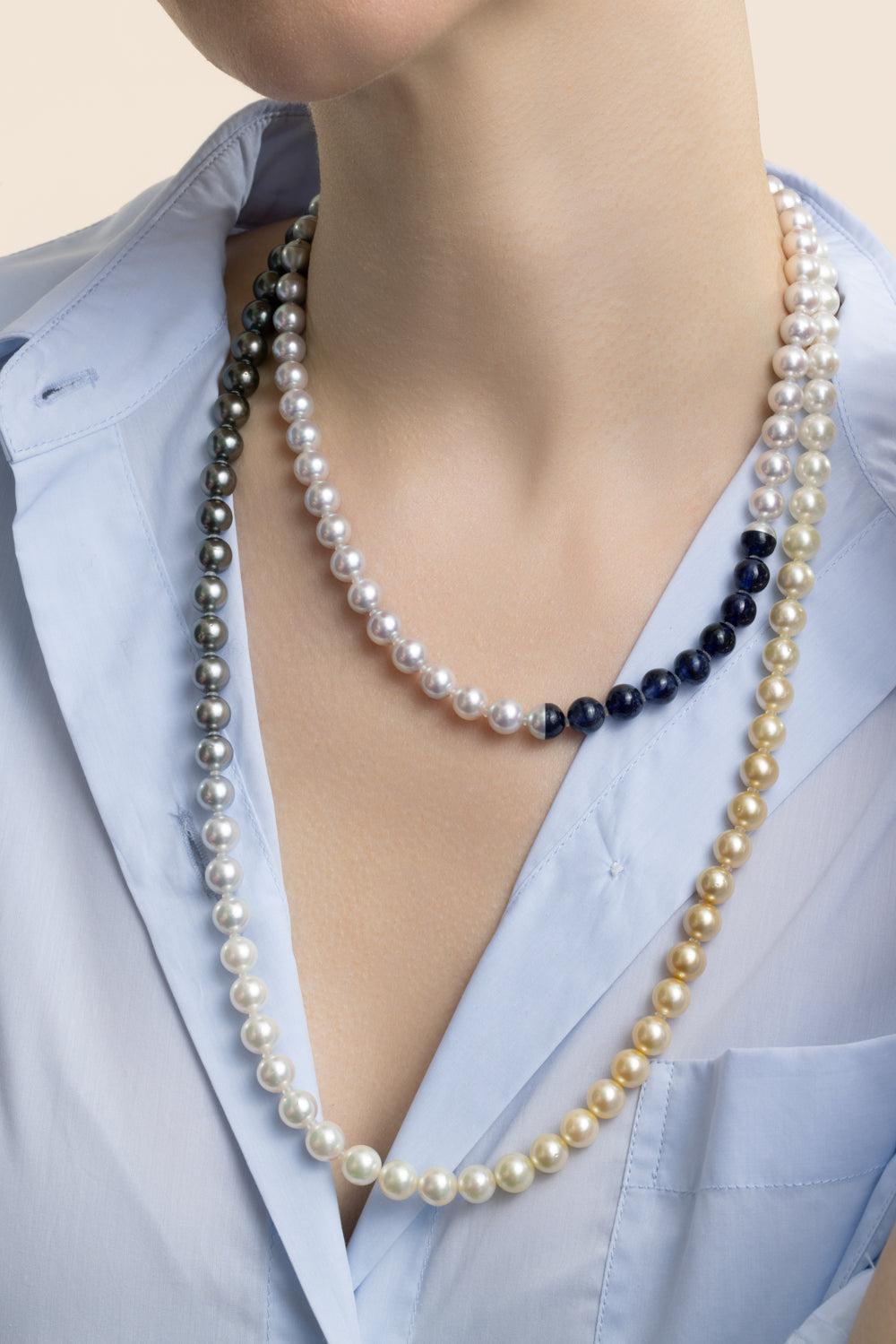 Assorted Pearl Sectional Necklace-PLATINUM-JEWELRYFINE JEWELNECKLACE O-YUTAI