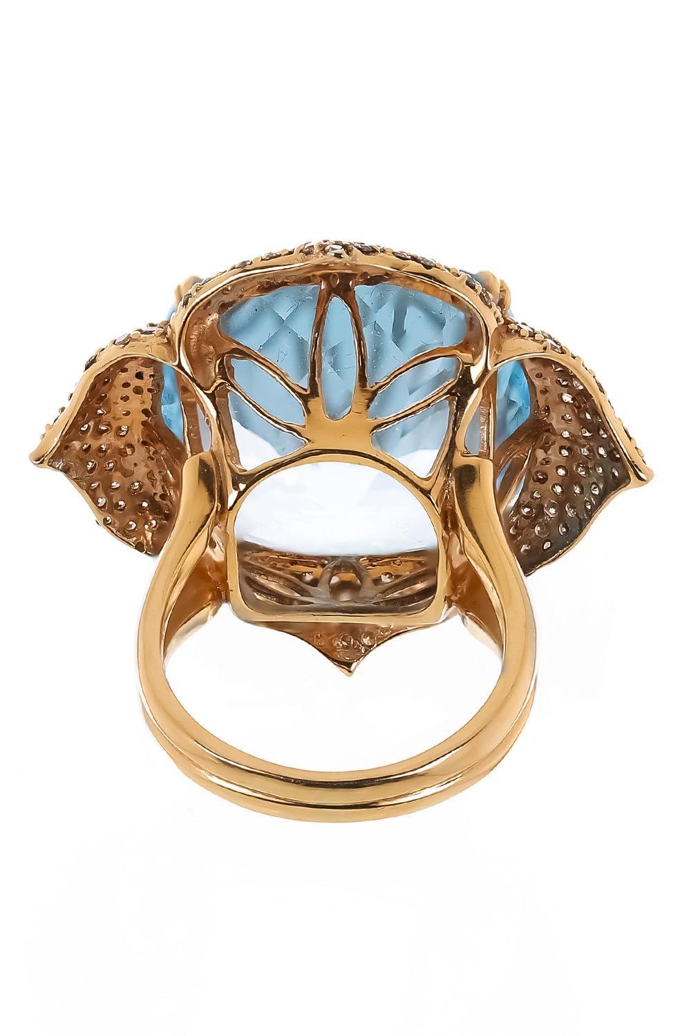 Blue Topaz Cushion Ring-ROSE GOLD-6.25-JEWELRYFINE JEWELRING-PIRANESI